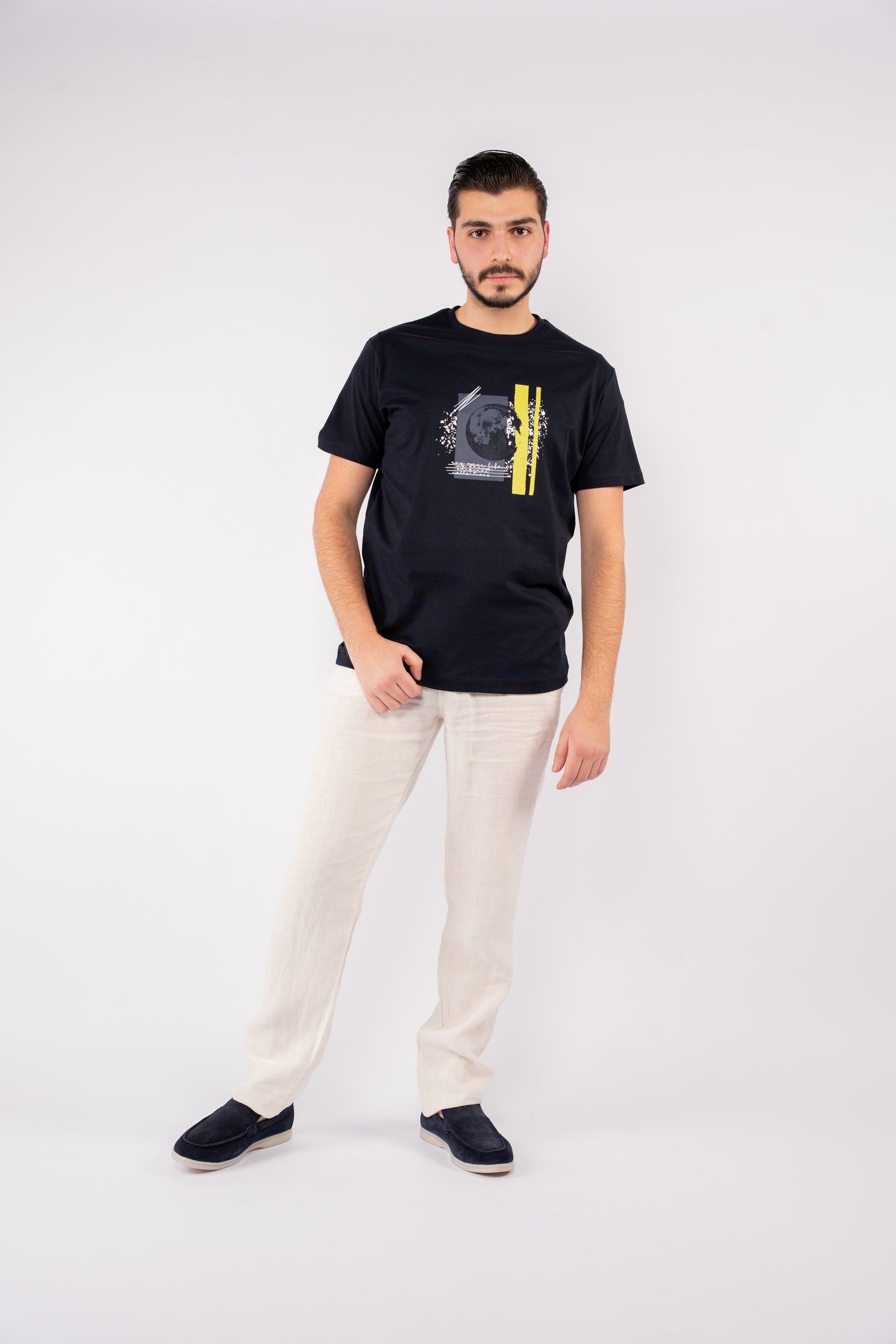NAVY MOON ABSTRACT TSHIRT