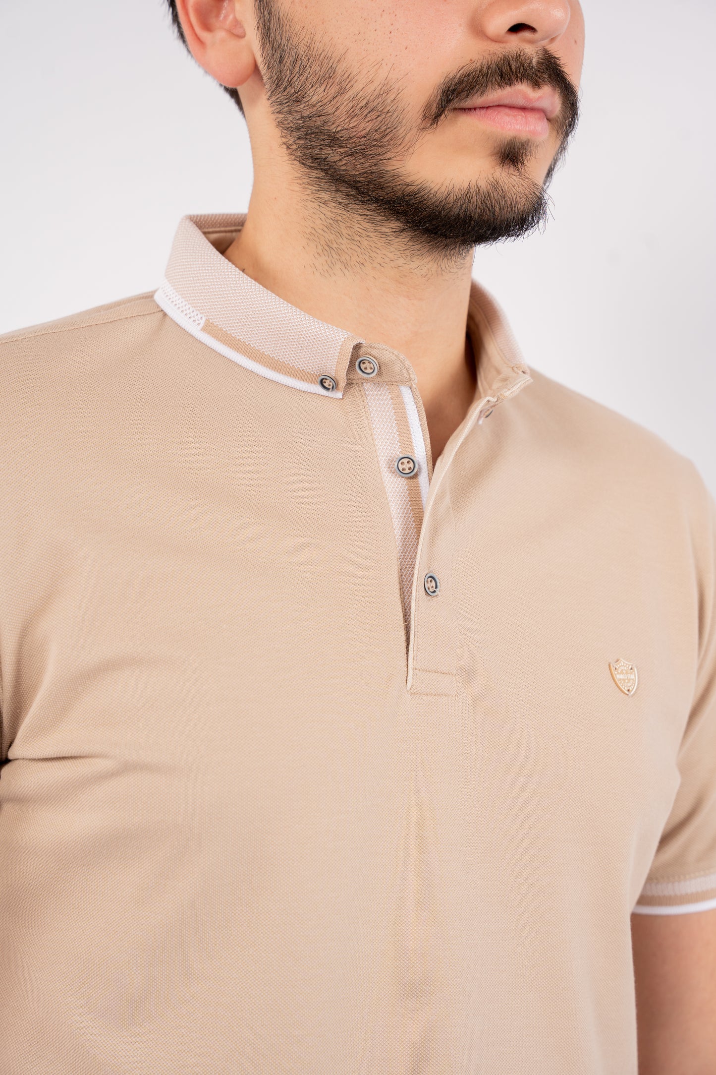 BEIGE BUTTON COLLAR POLO