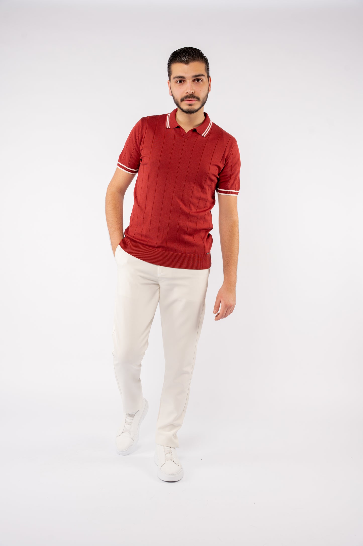 VNECK BURGUNDY POLO