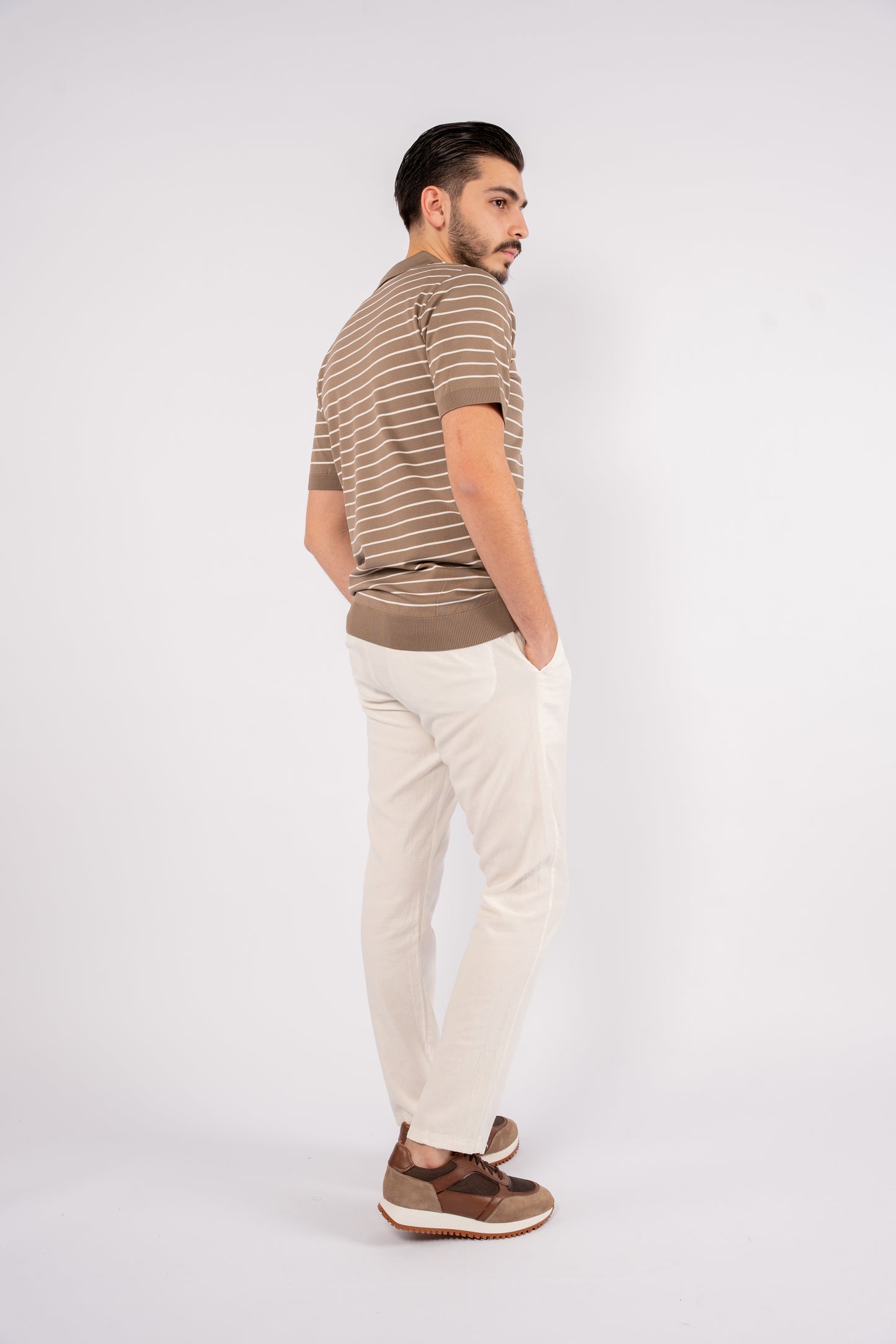 DARK BEIGE ZIPPER LINED POLO