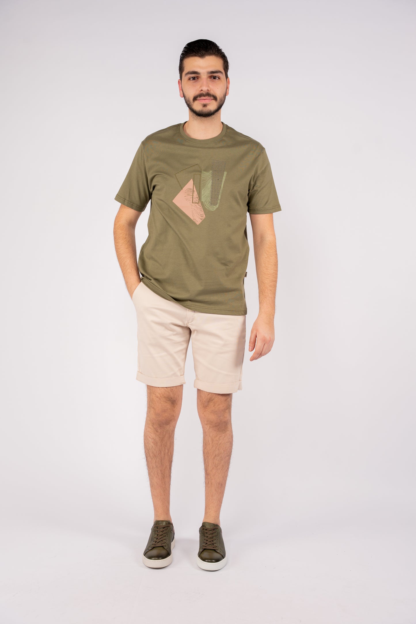 OLIVE ABSTRACT TSHIRT