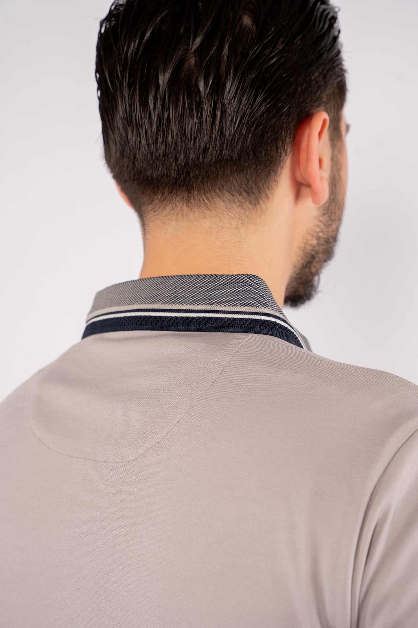 GREY MIXED COLLAR POLO