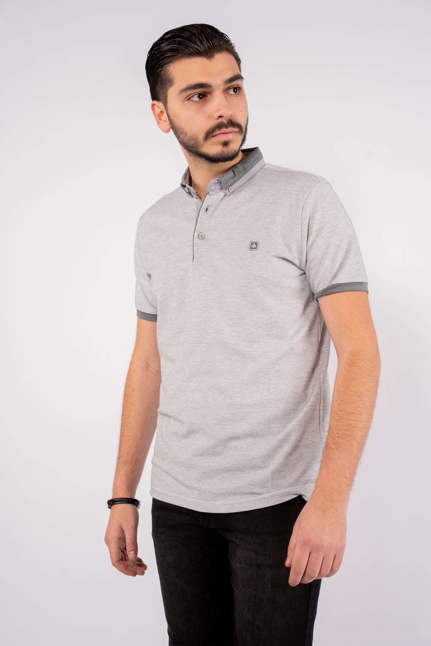 GREY PIQUET POLO