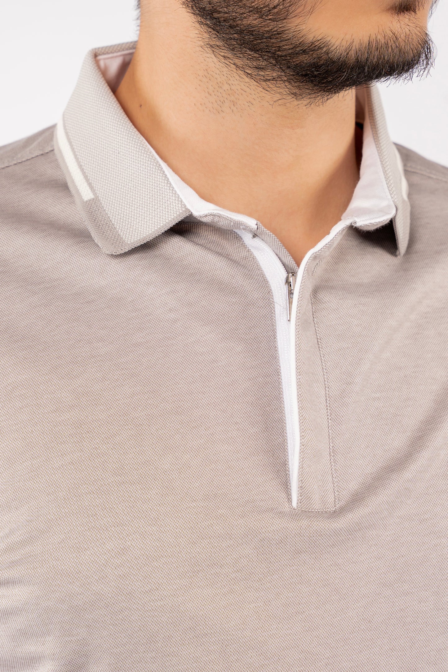 GREY ZIPPER POLO