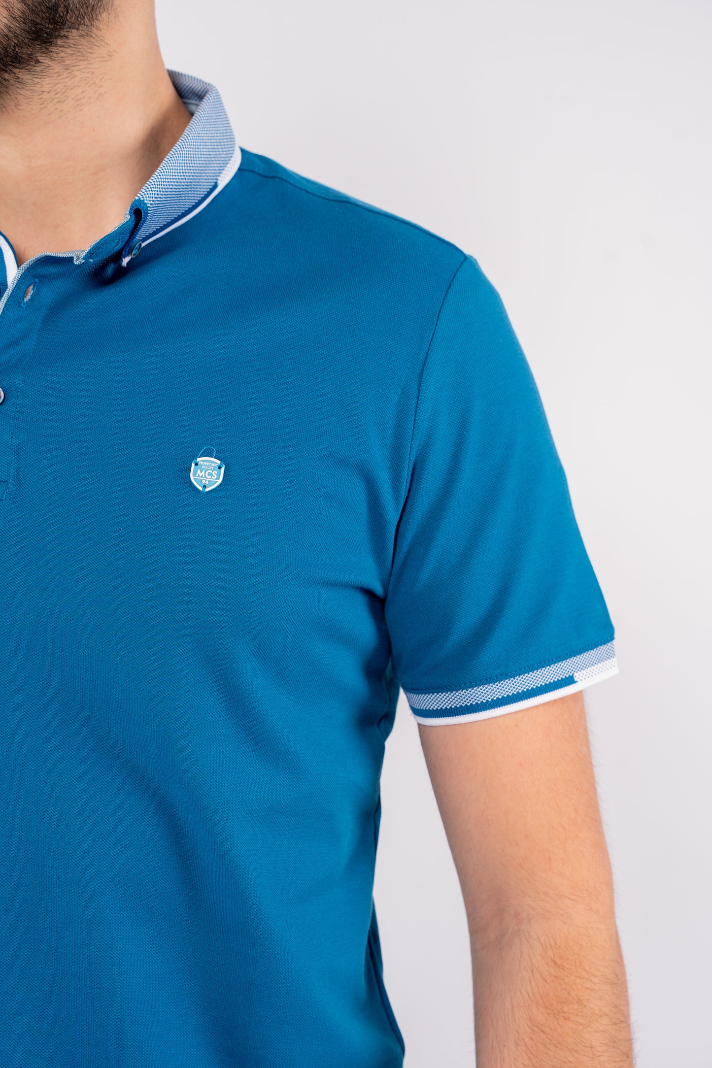 BLUE GITAN BUTTON COLLAR POLO