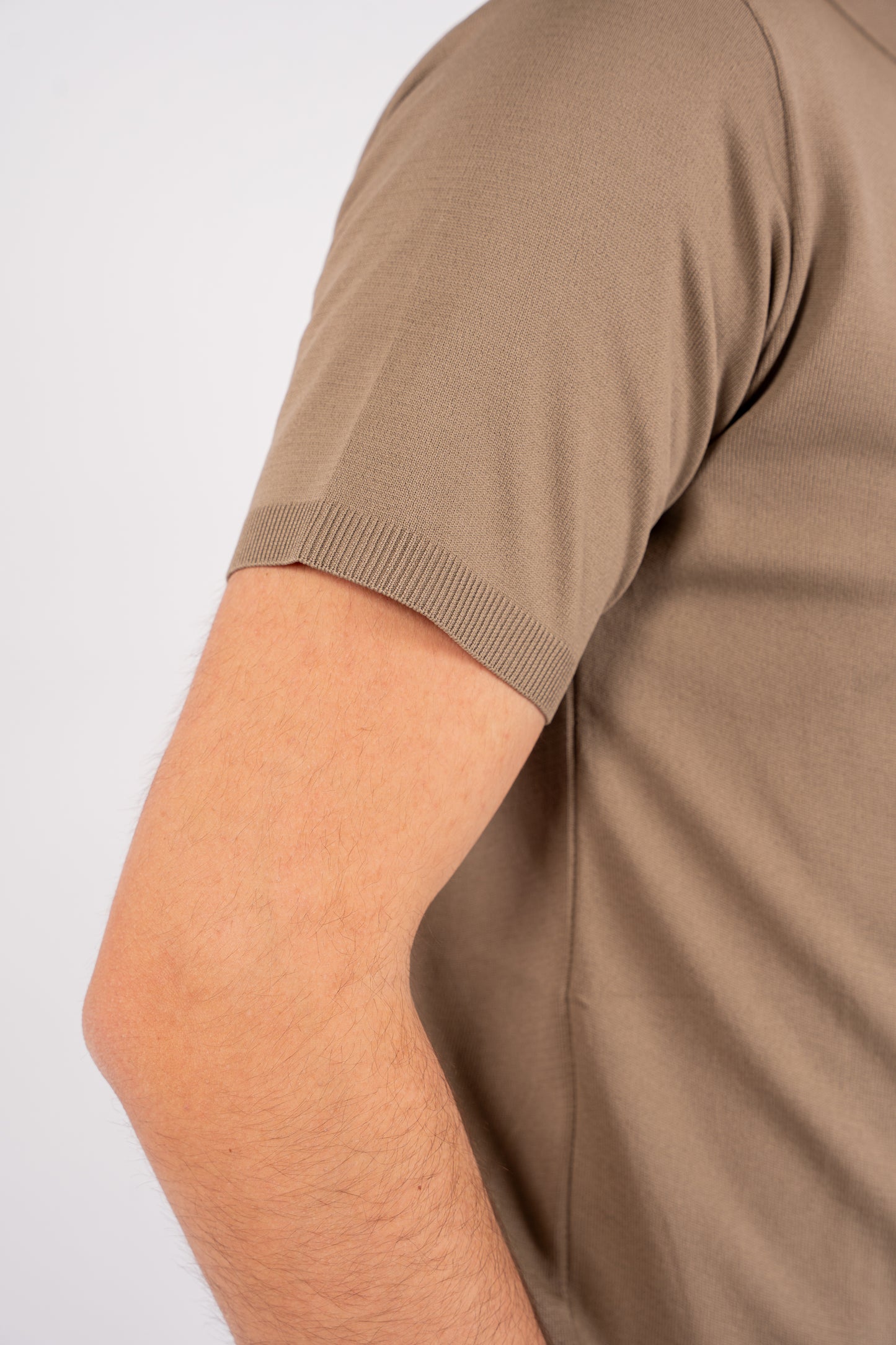 BEIGE MERCERIZED ZIPPER POLO