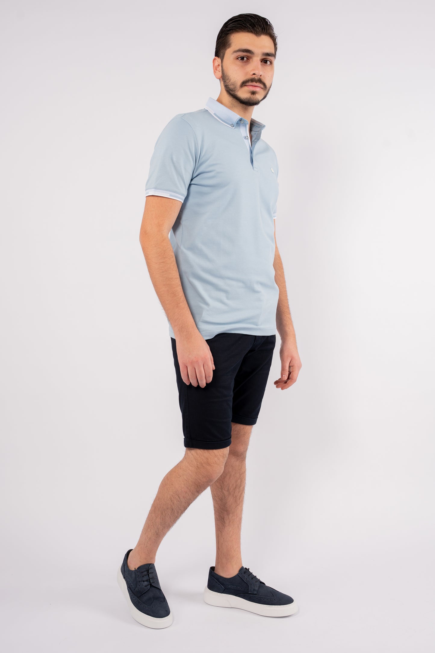 BLUE BUTTON COLLAR POLO