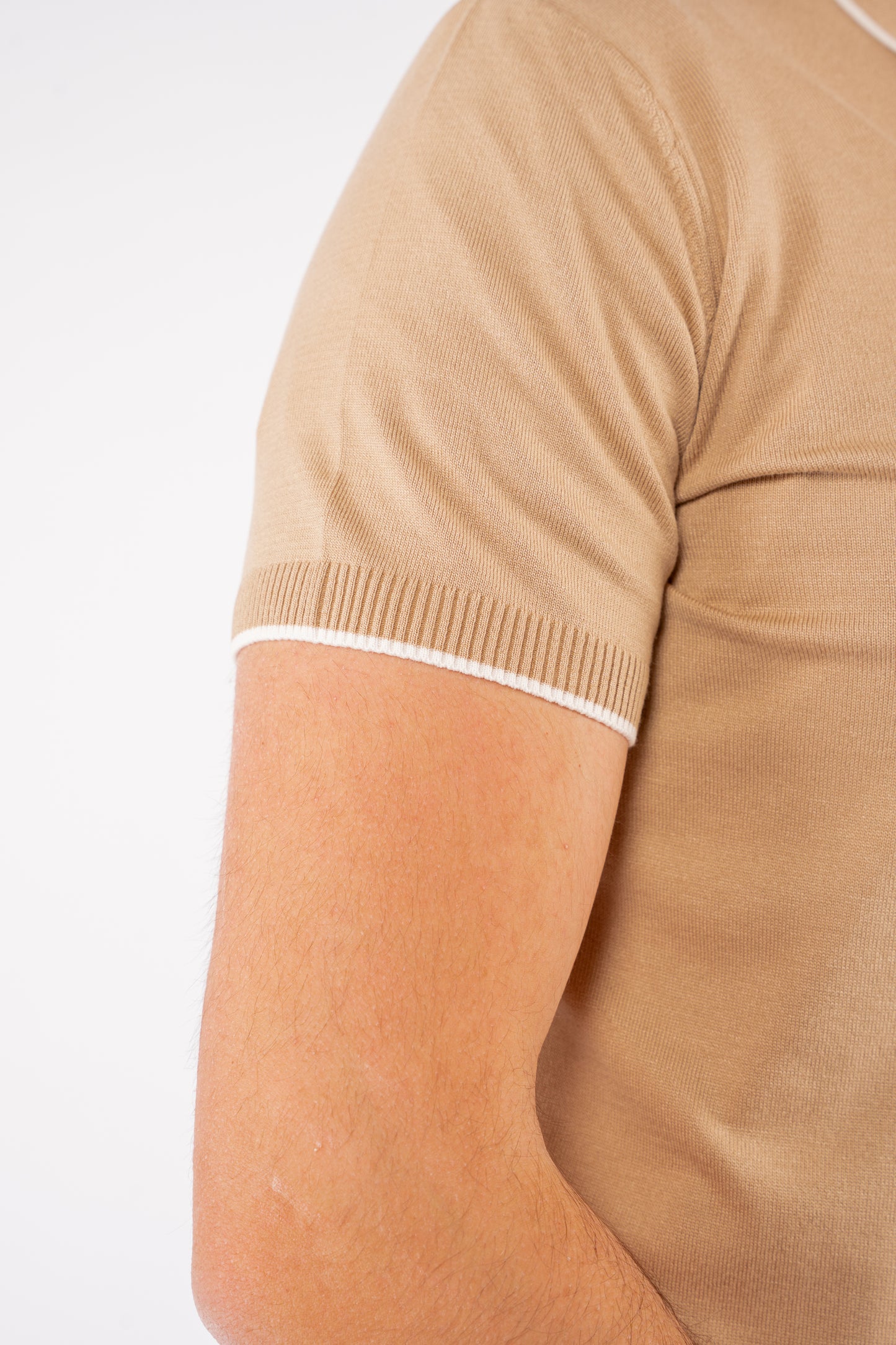 BEIGE WHITE LINE POLO