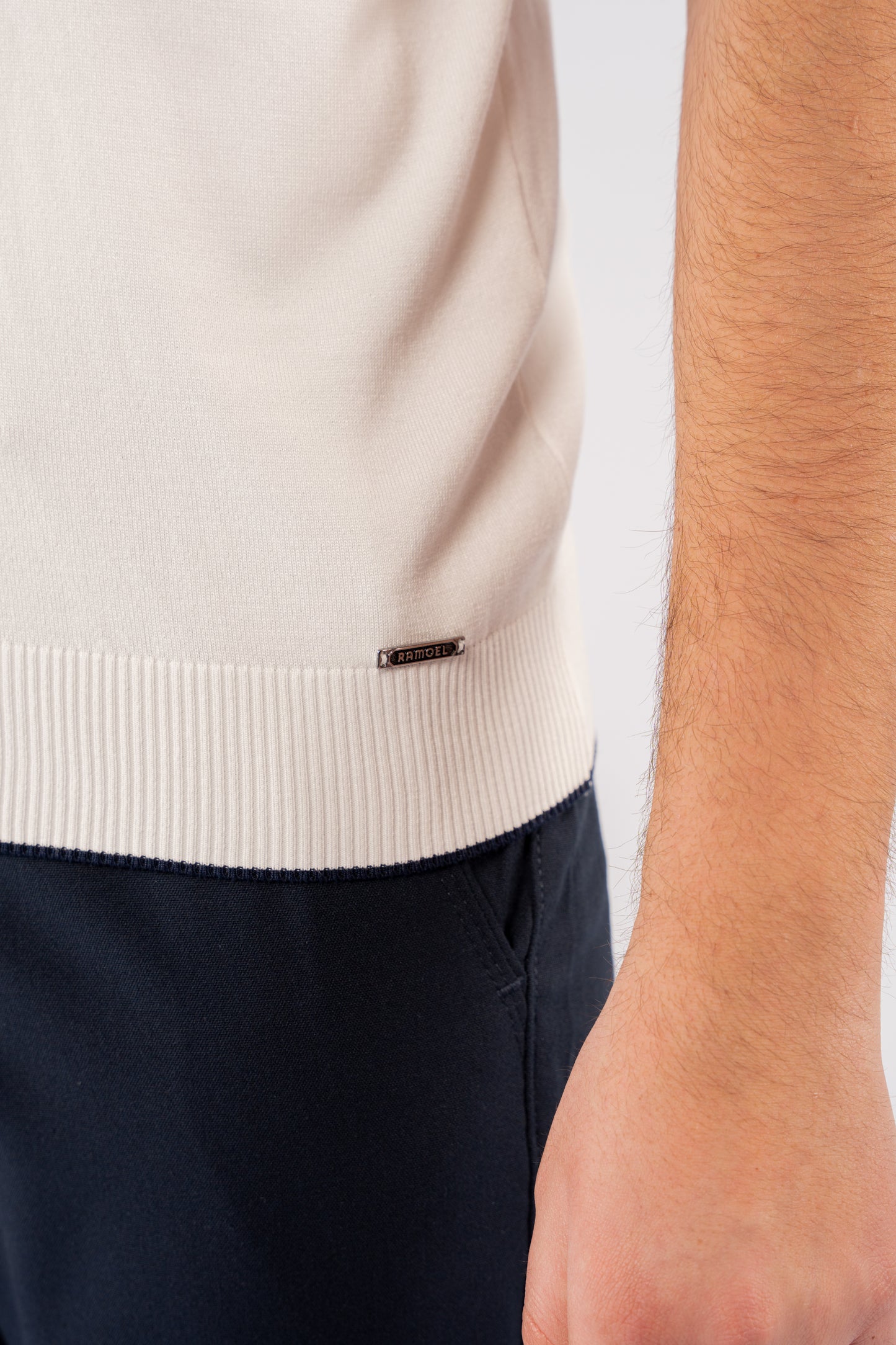 WHITE NAVY LINE POLO