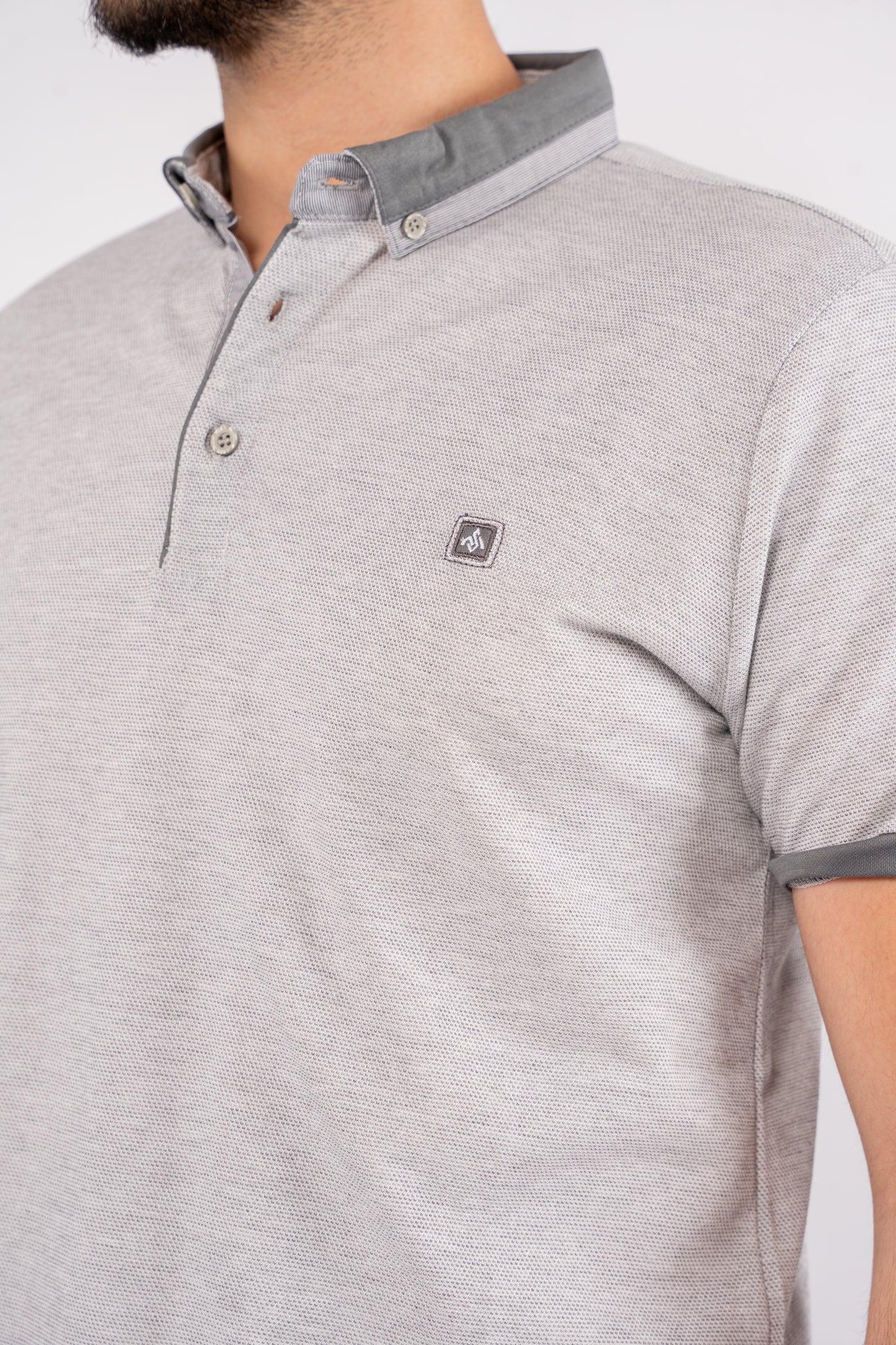 GREY PIQUET POLO