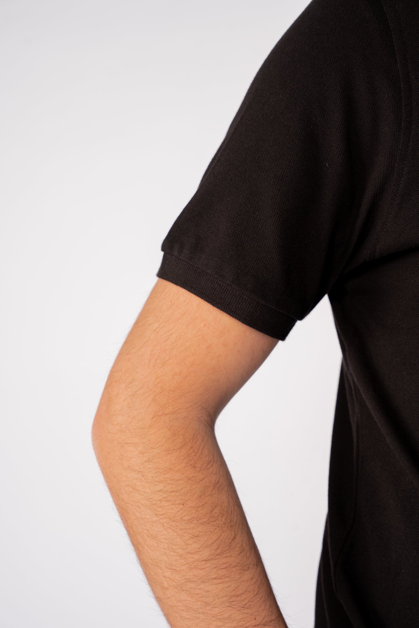 BLACK PIQUET ZIPPER POLO