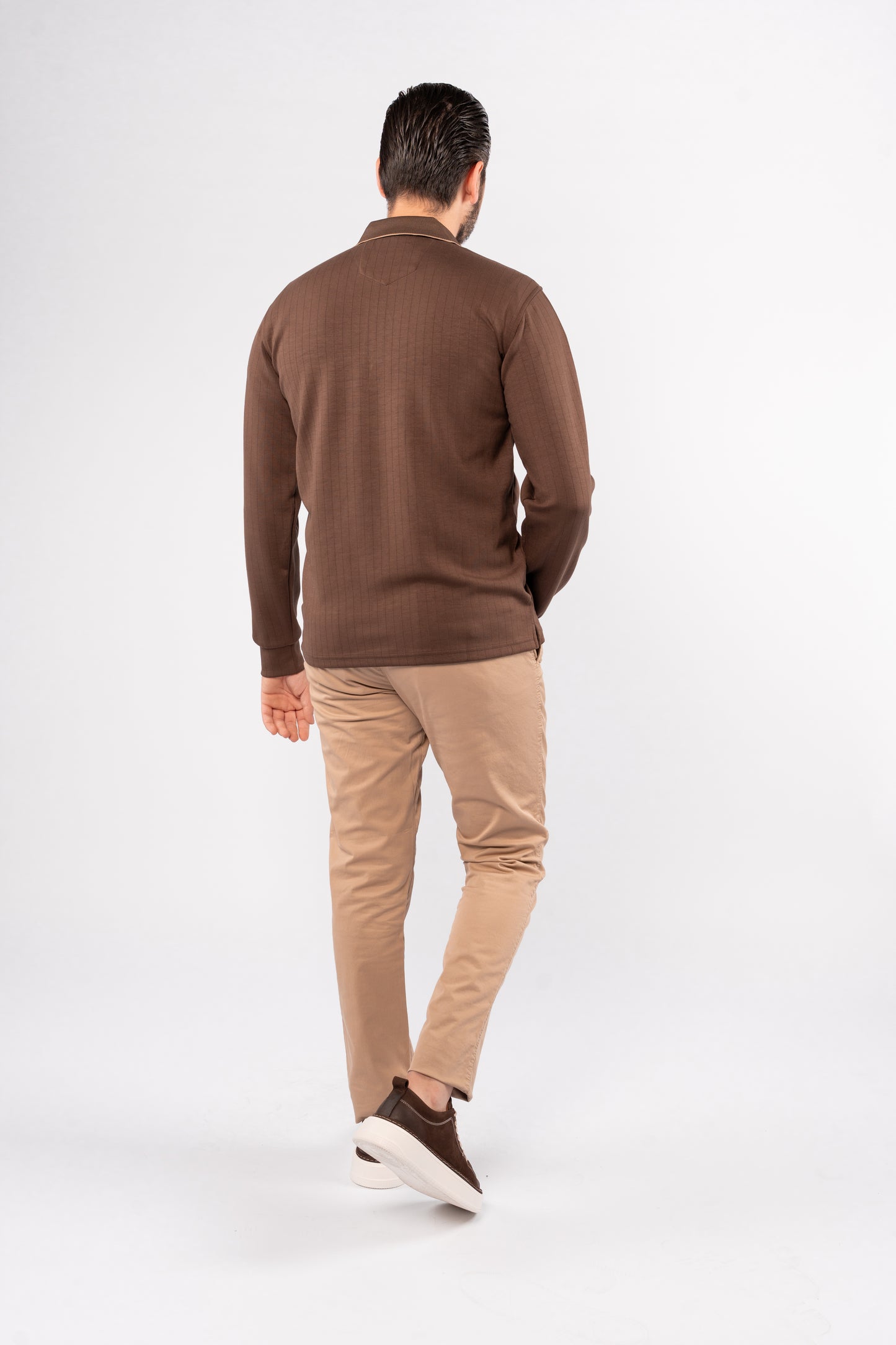 BROWN POLO ZIPPER SWEATER