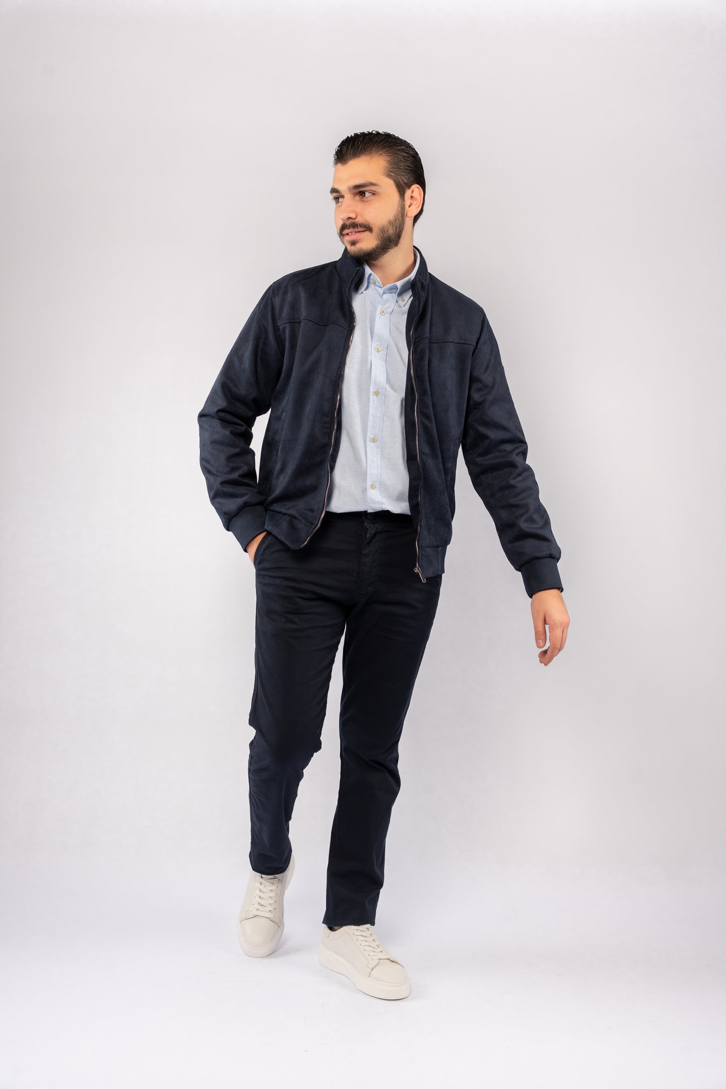 NAVY SUEDE TIMELESS JACKET