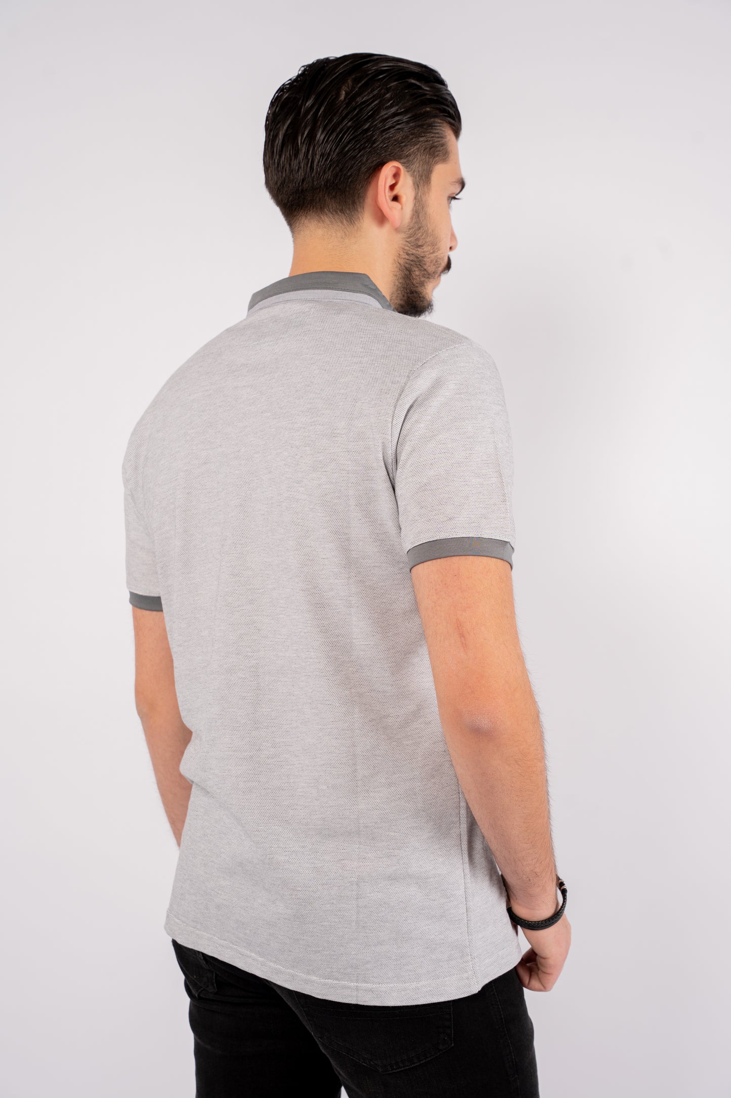 GREY PIQUET POLO