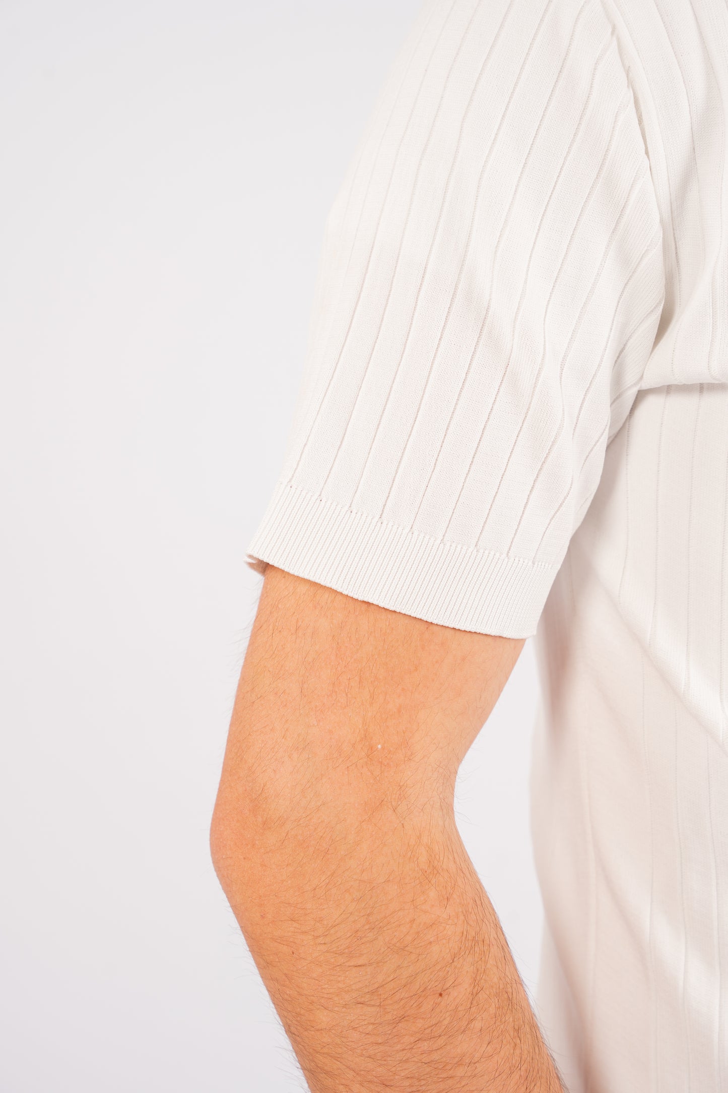 WHITE VNECK LINED POLO