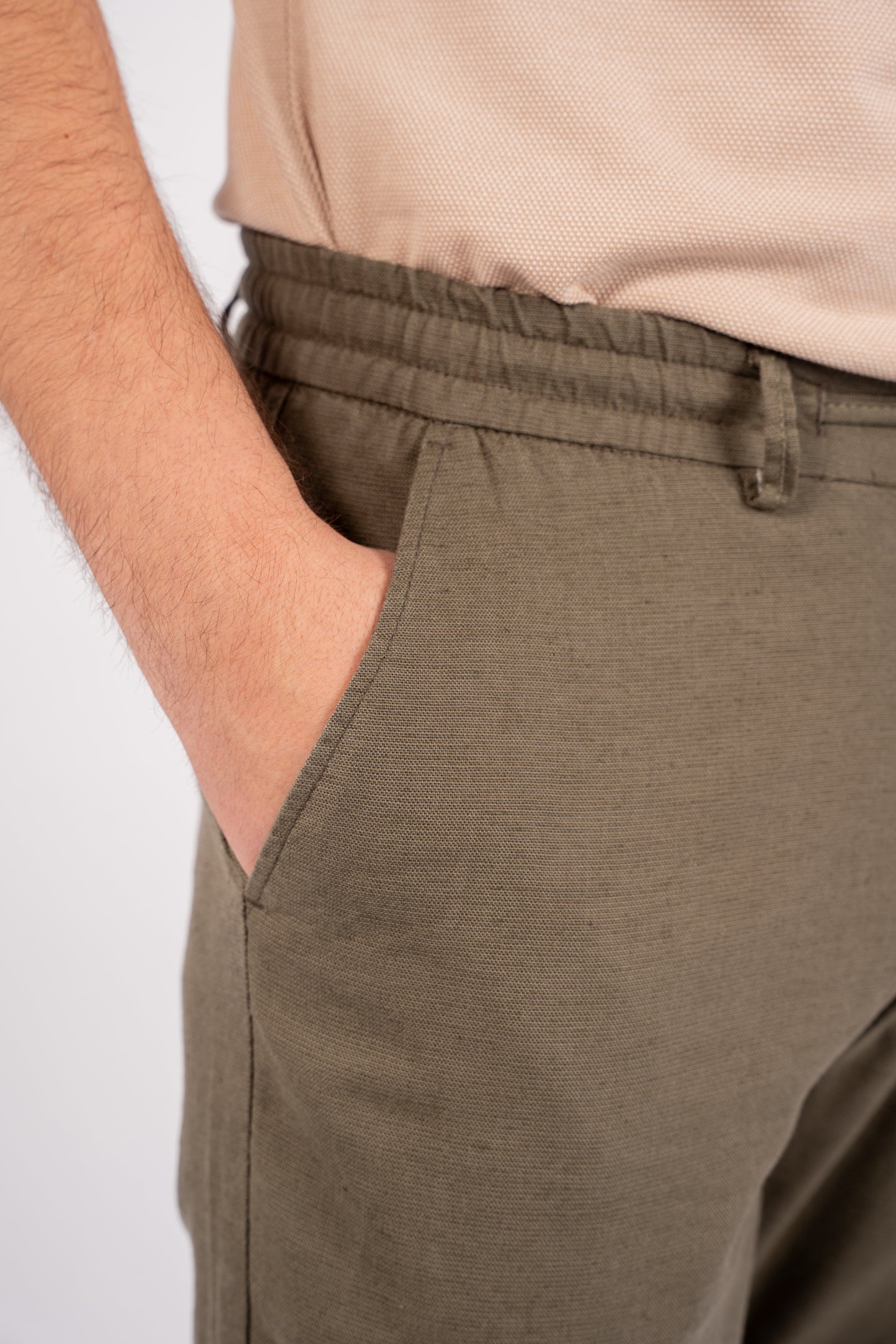 OLIVE LINEN TROUSERS