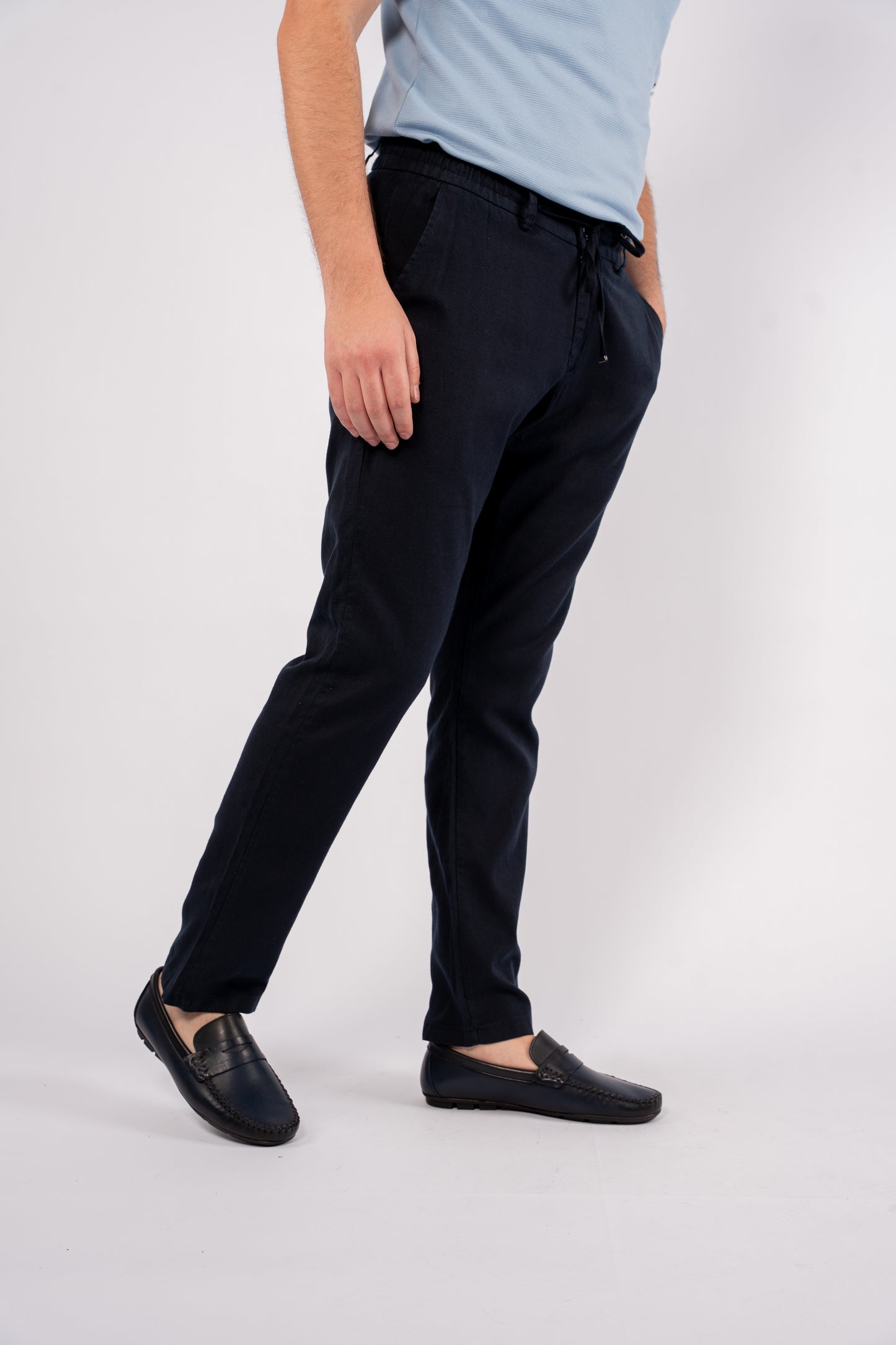 NAVY LINEN TROUSERS