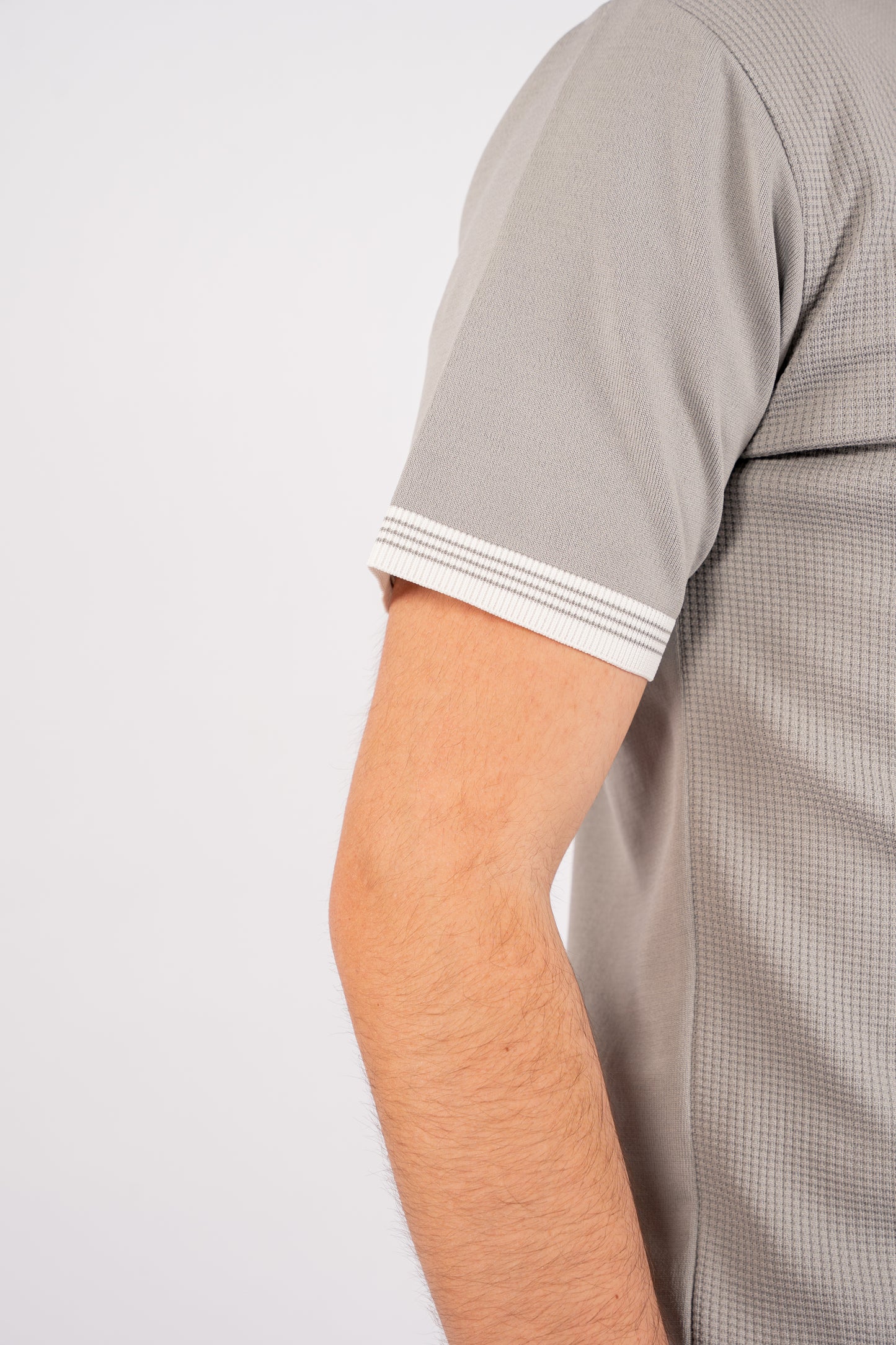 GREY MIXED ZIPPER TRICOT POLO
