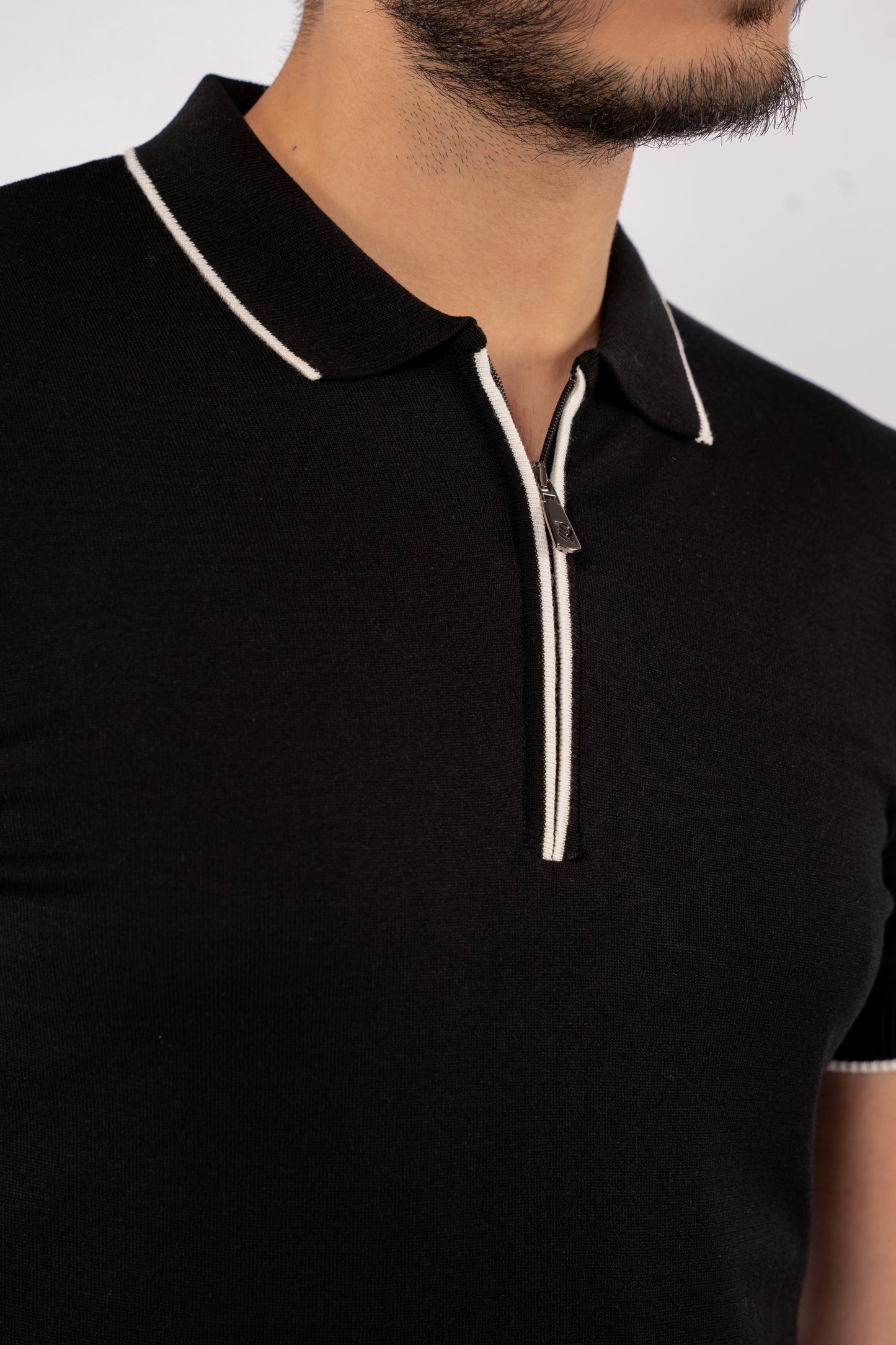 BLACK WHITE LINE POLO