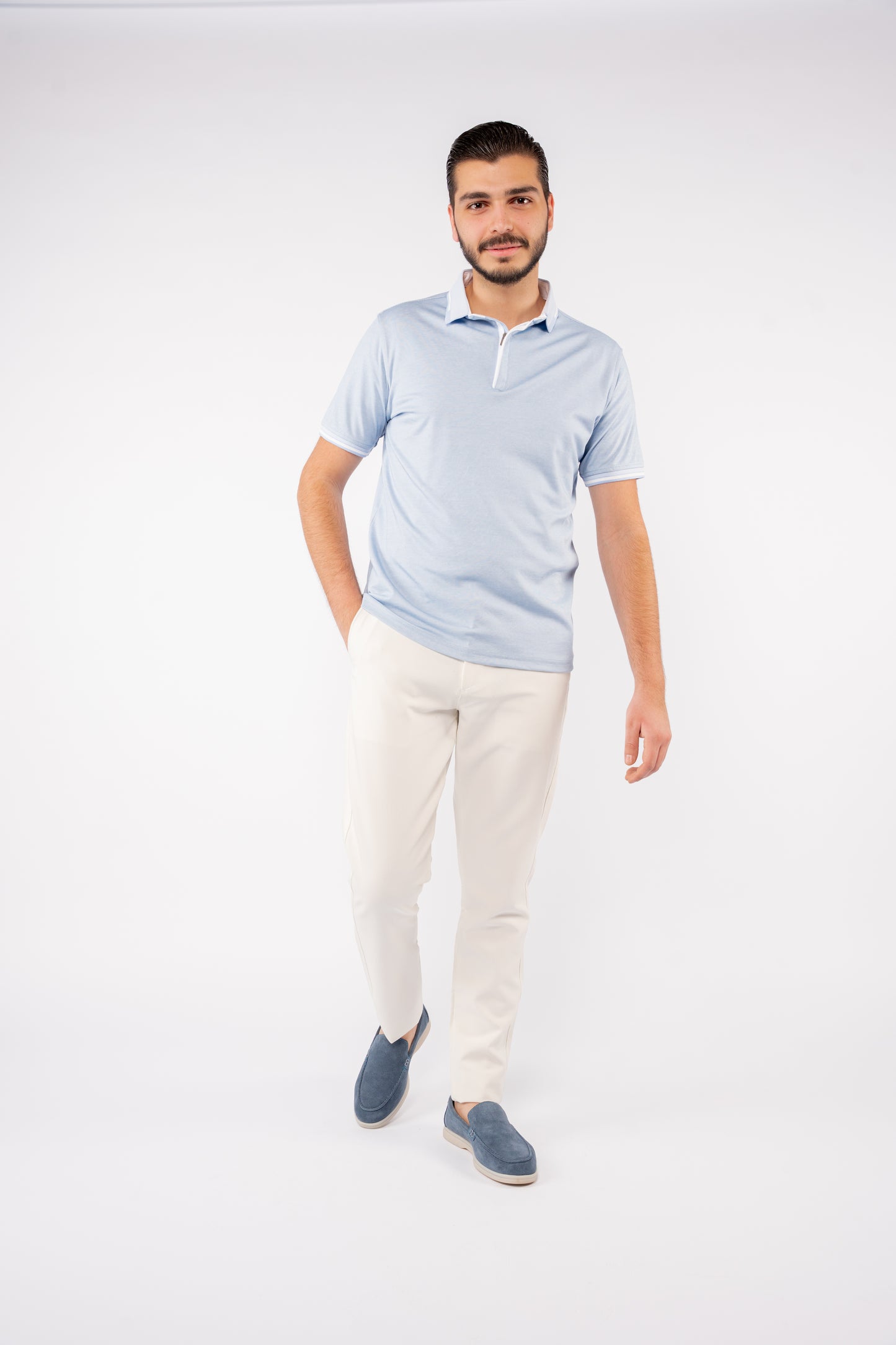 BLUE ZIPPER POLO
