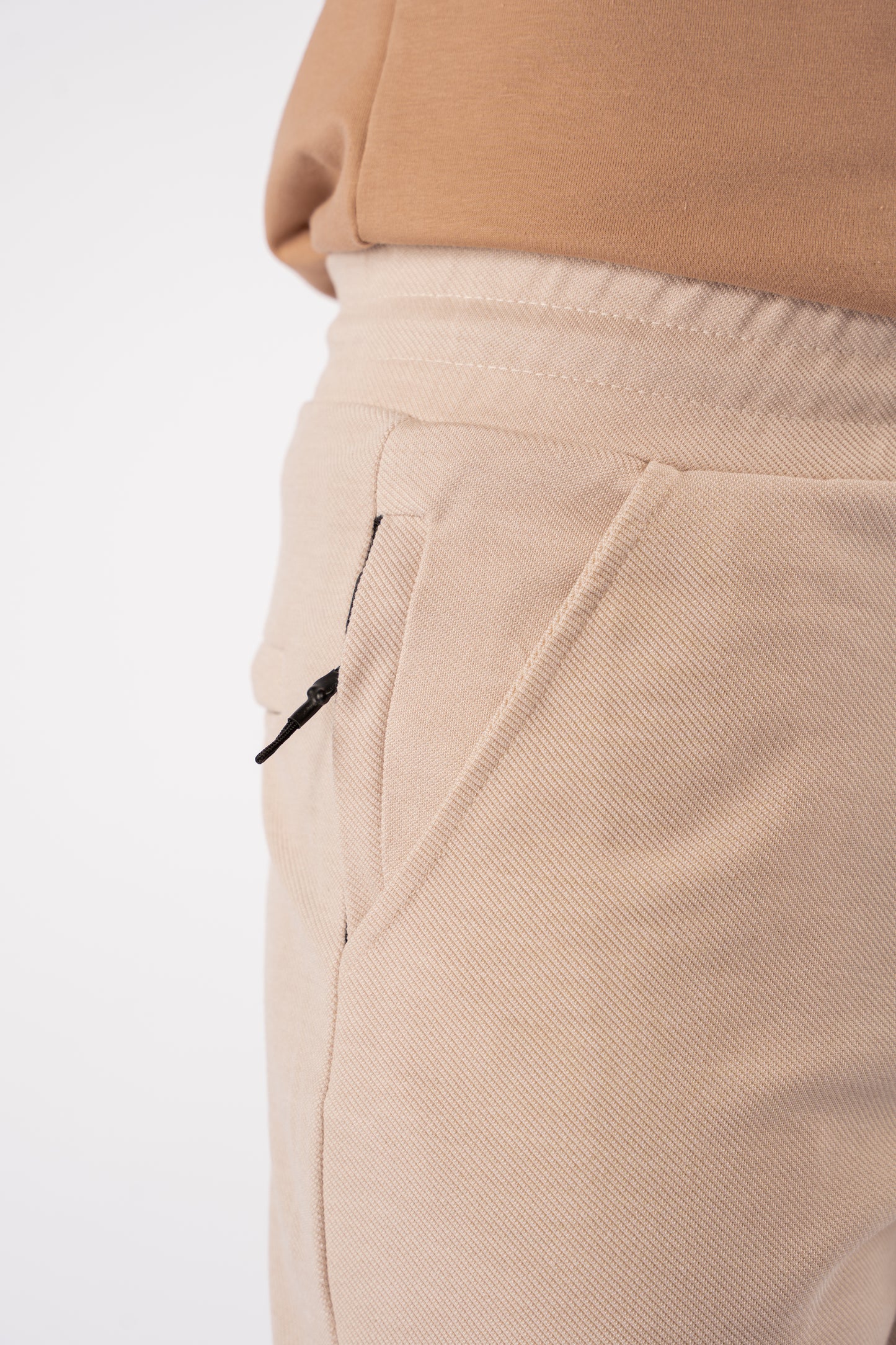 BEIGE PIQUET COTTON SHORT