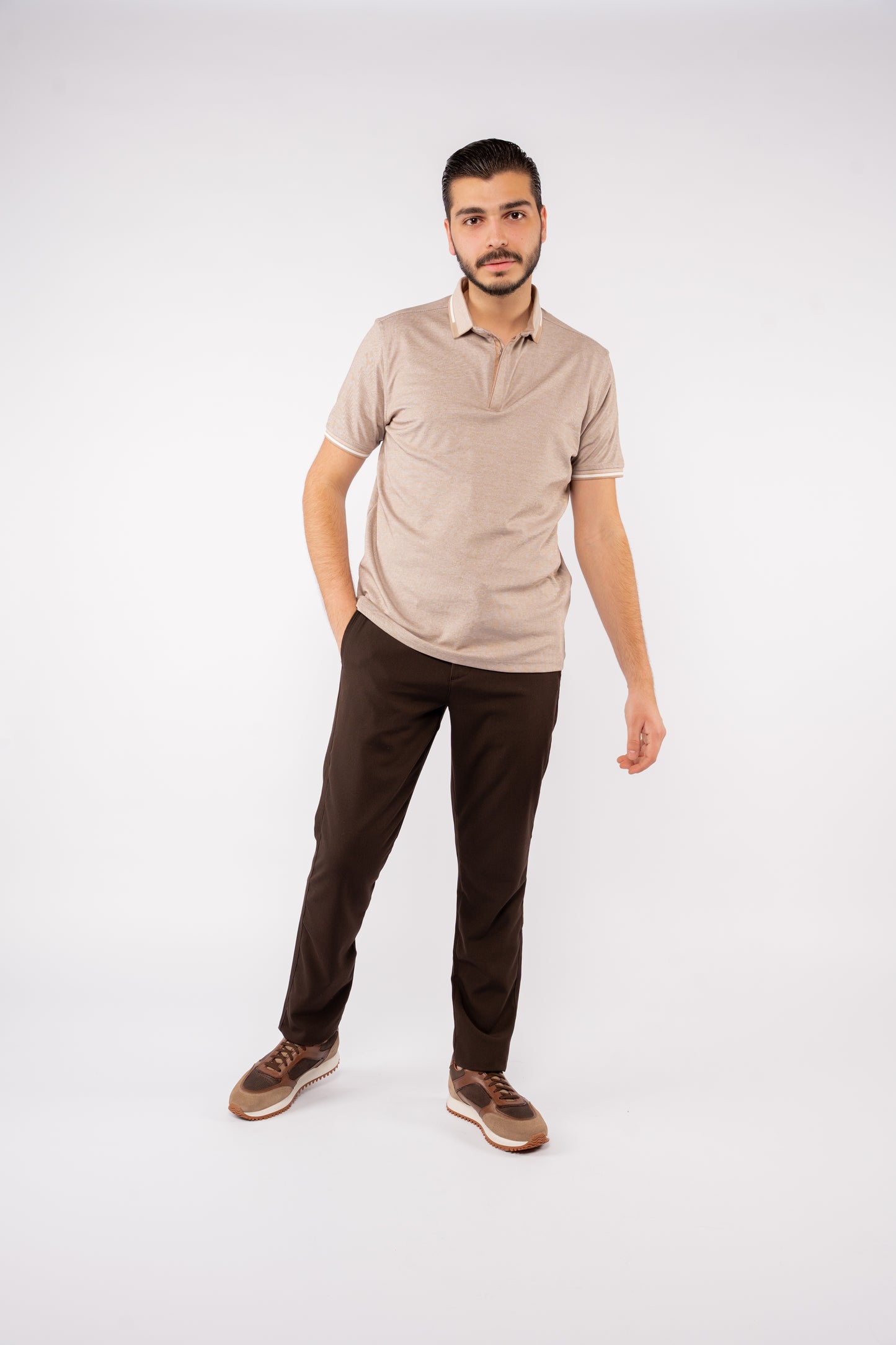 BEIGE ZIPPER POLO
