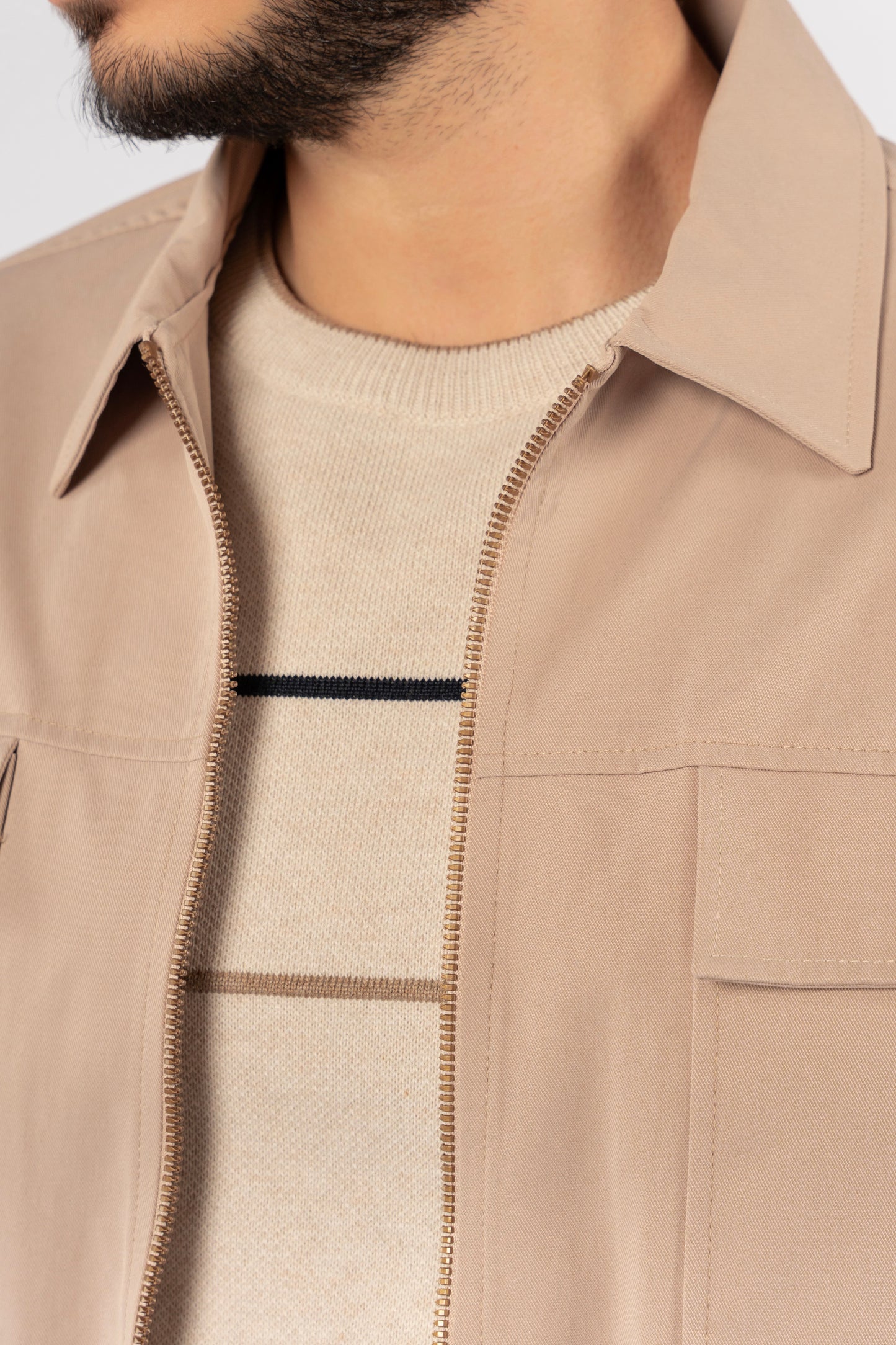 BEIGE-DARK BEIGE LINE SWEATER