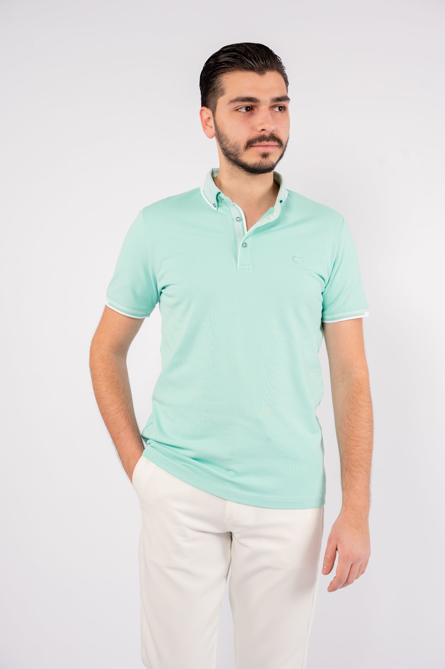 MINT BUTTON COLLAR POLO