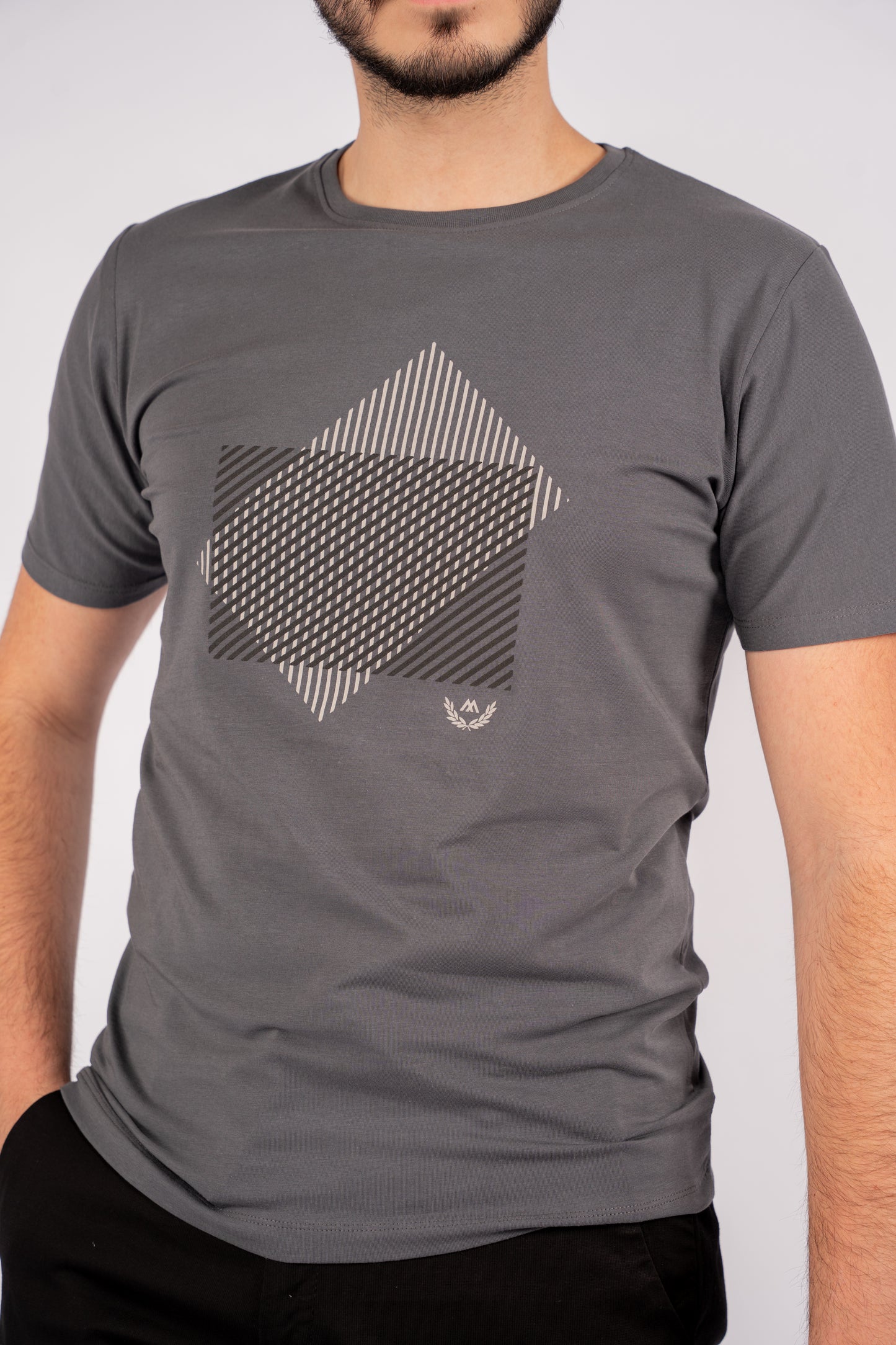 GREY DIAGONAL LINES TSHIRT