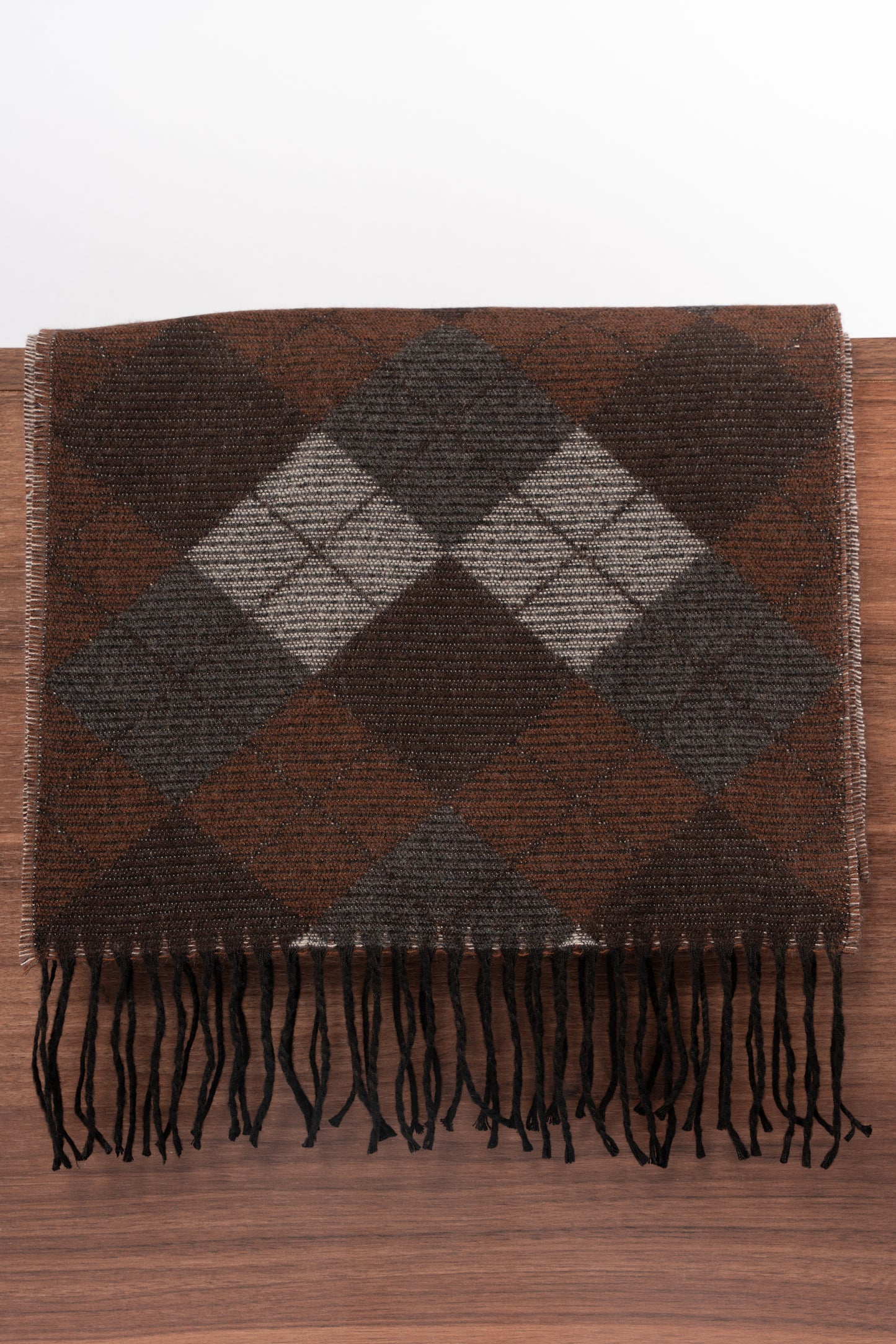 BROWN TEXTURED CASHMERE SCARF