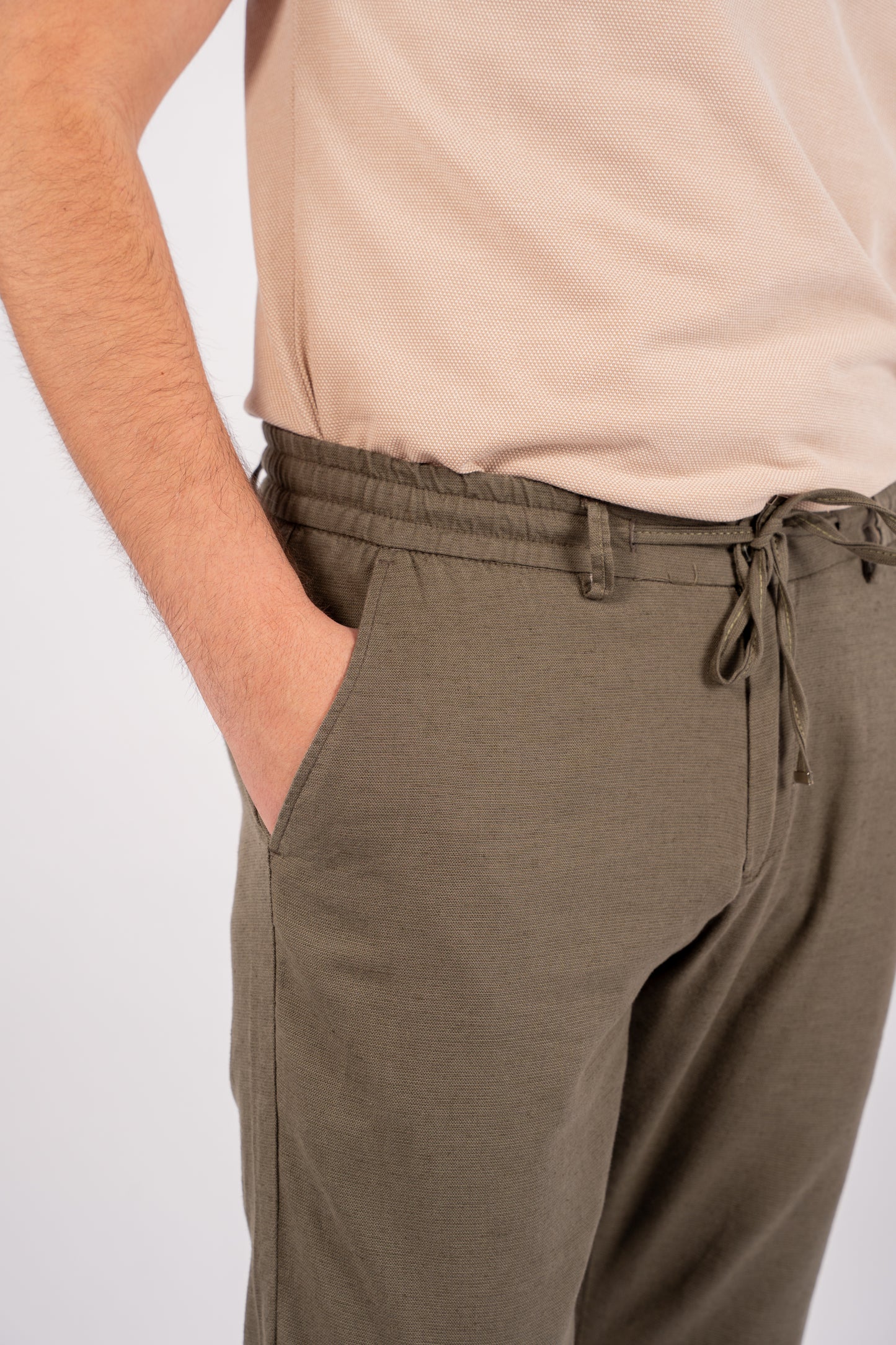 OLIVE LINEN TROUSERS