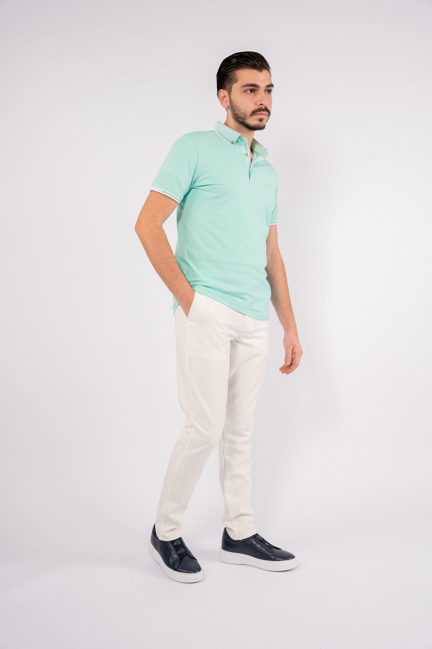 MINT BUTTON COLLAR POLO