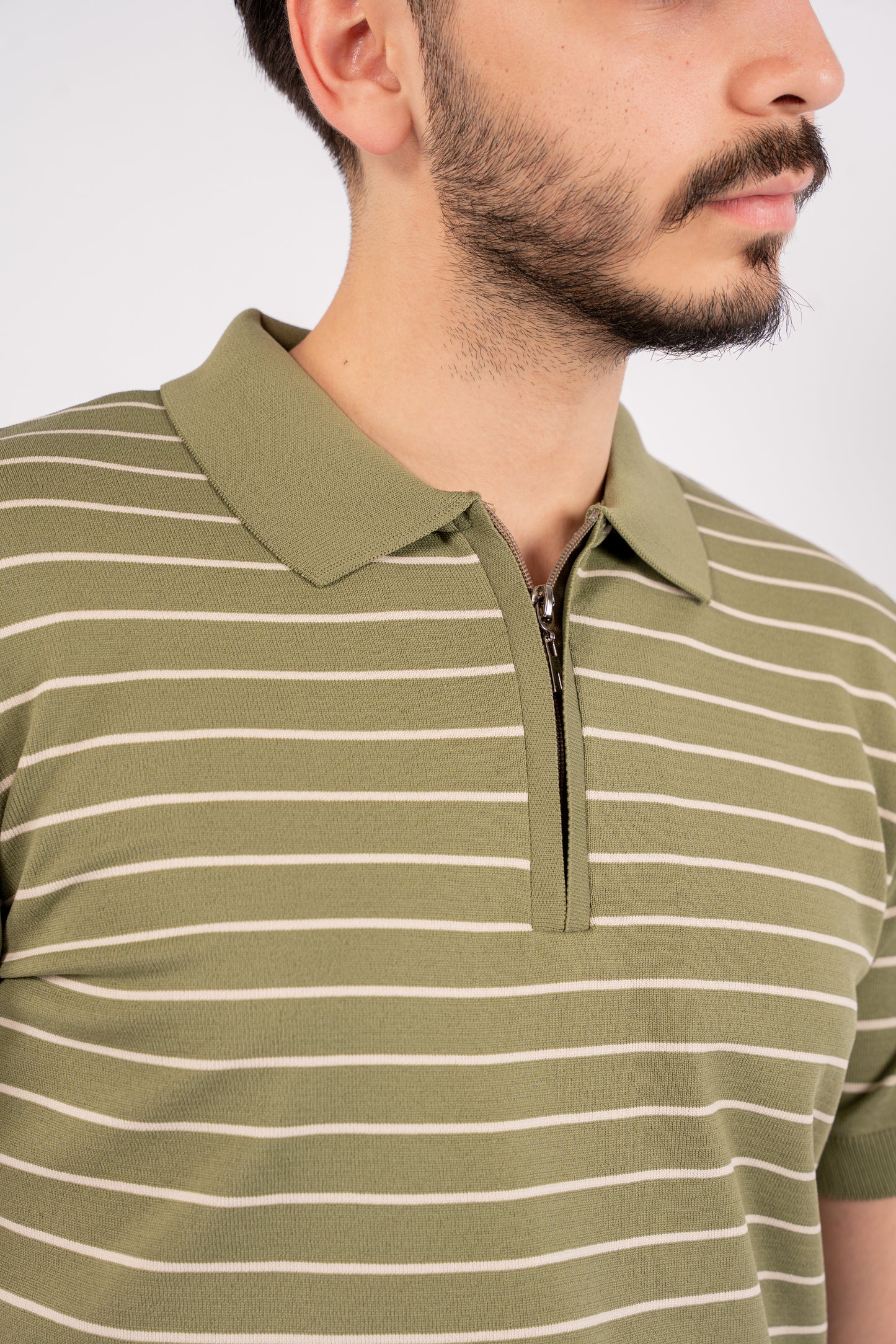GREEN ZIPPER LINED POLO