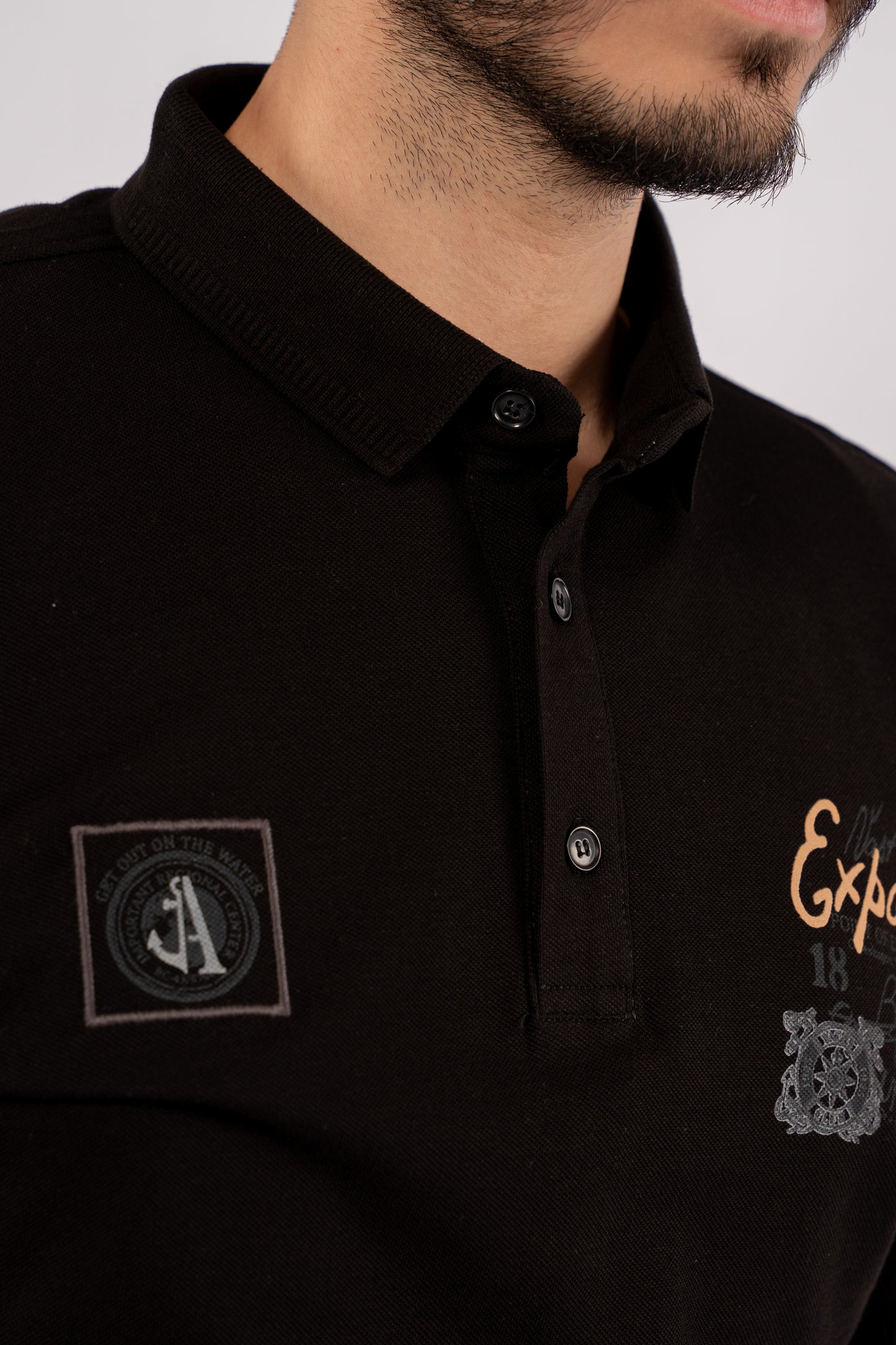 BLACK RETRO POLO