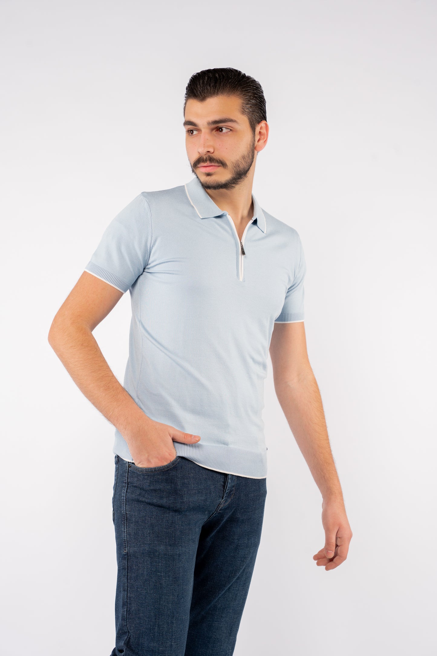 BLUE WHITE LINE POLO