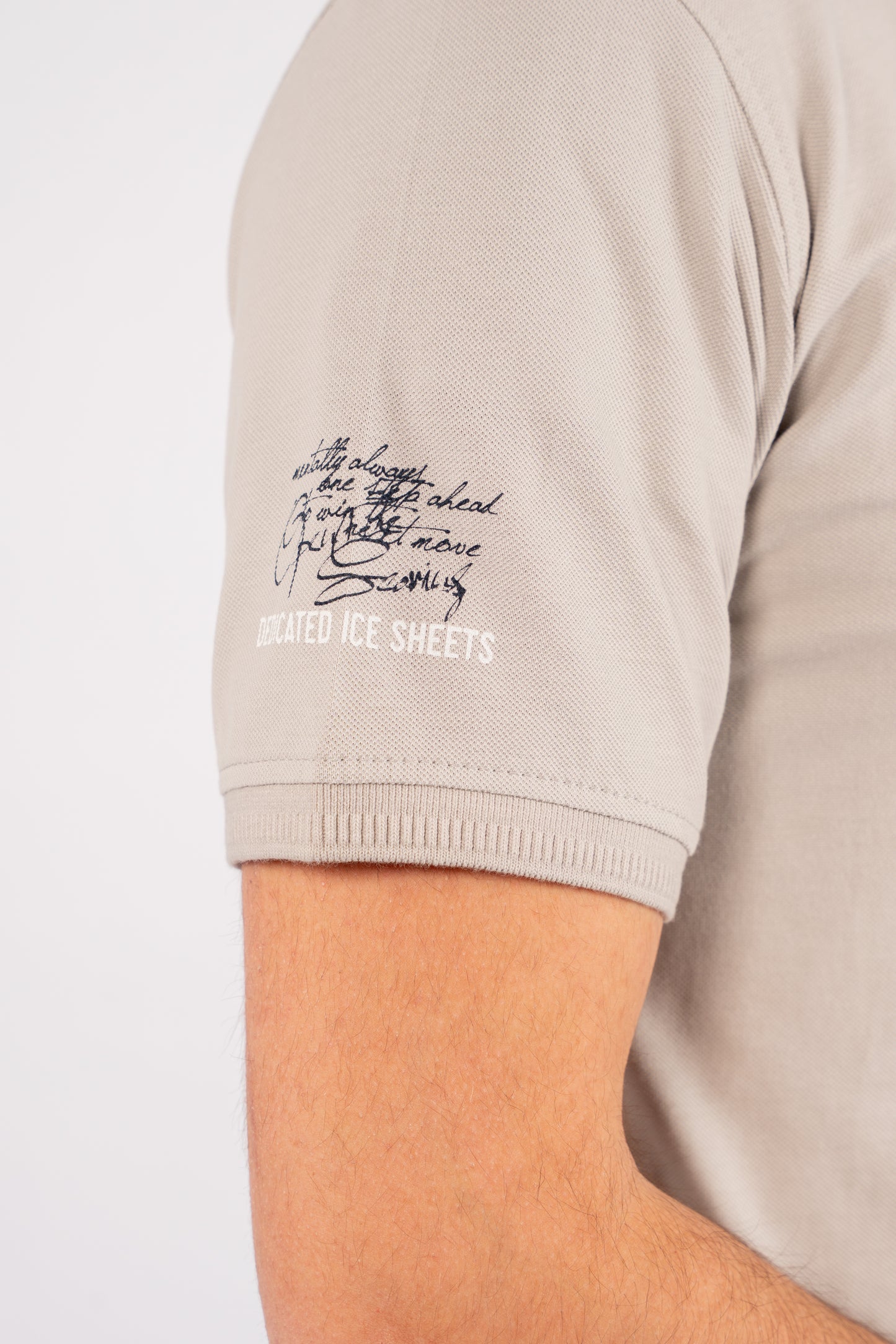BEIGE GREY RETRO POLO