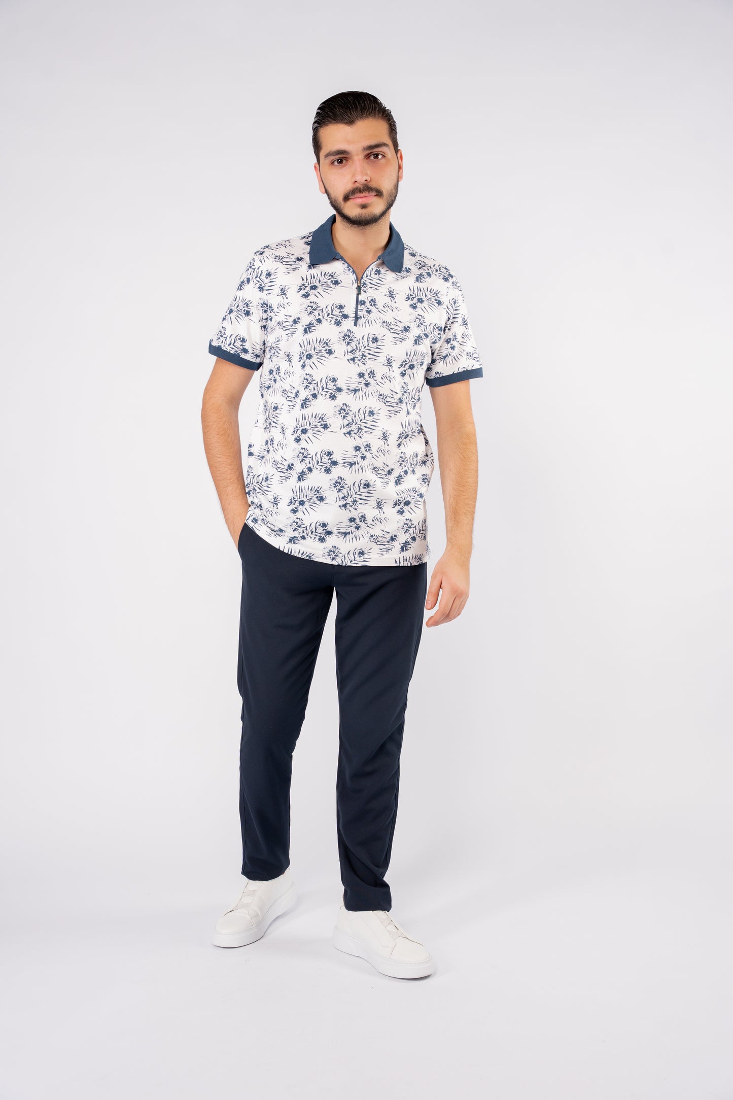 NAVY PATTERNED POLO