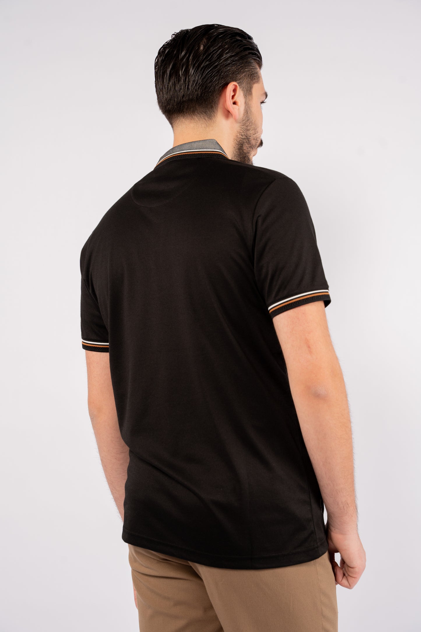 BLACK MIXED COLLAR POLO