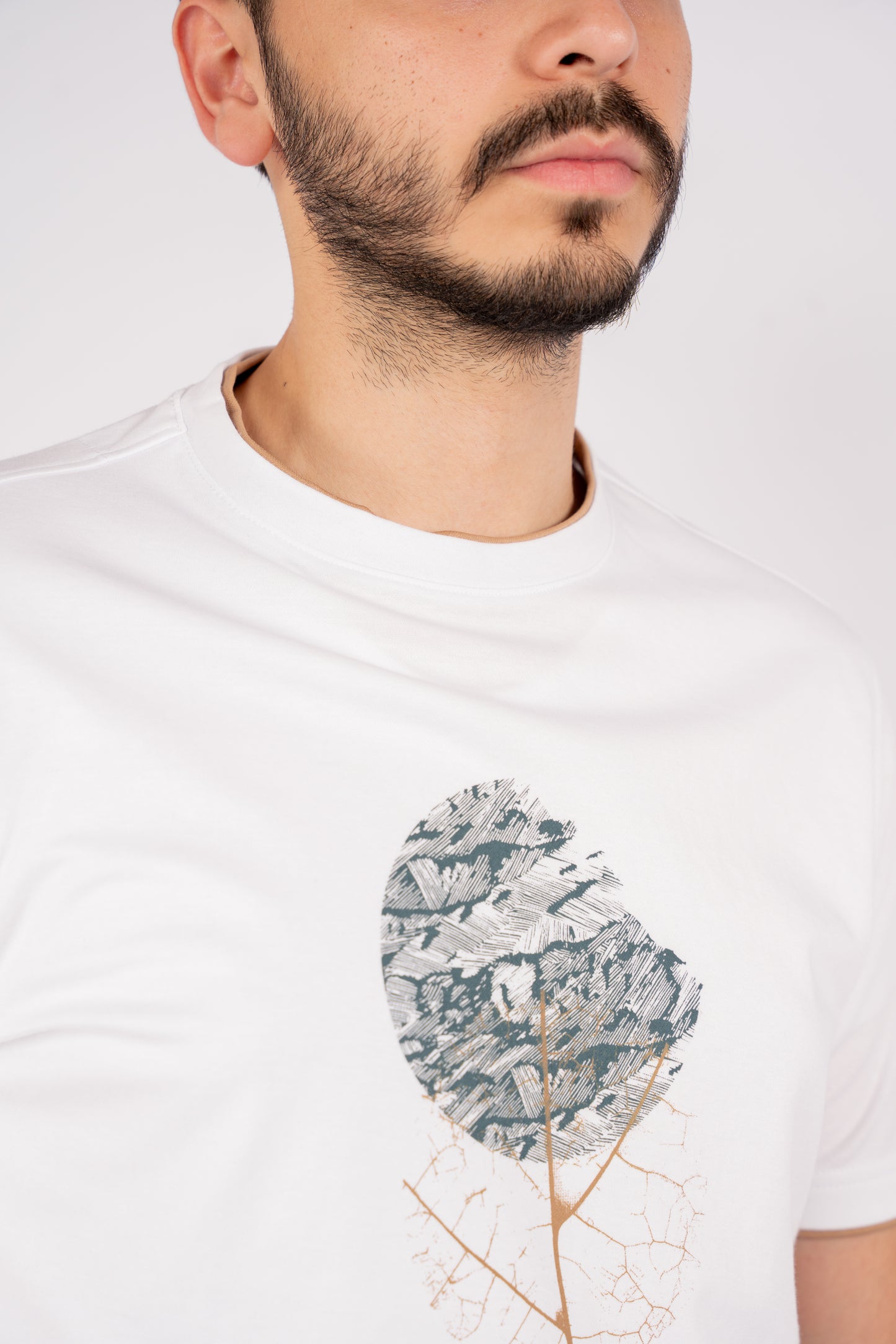 WHITE DOUBLE NECKLINE MERCERIZED TSHIRT