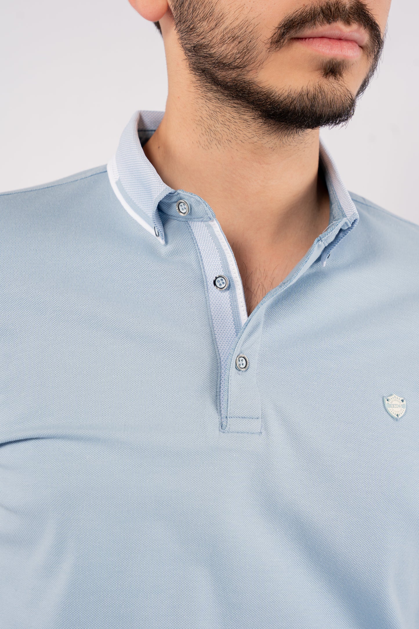 BLUE BUTTON COLLAR POLO