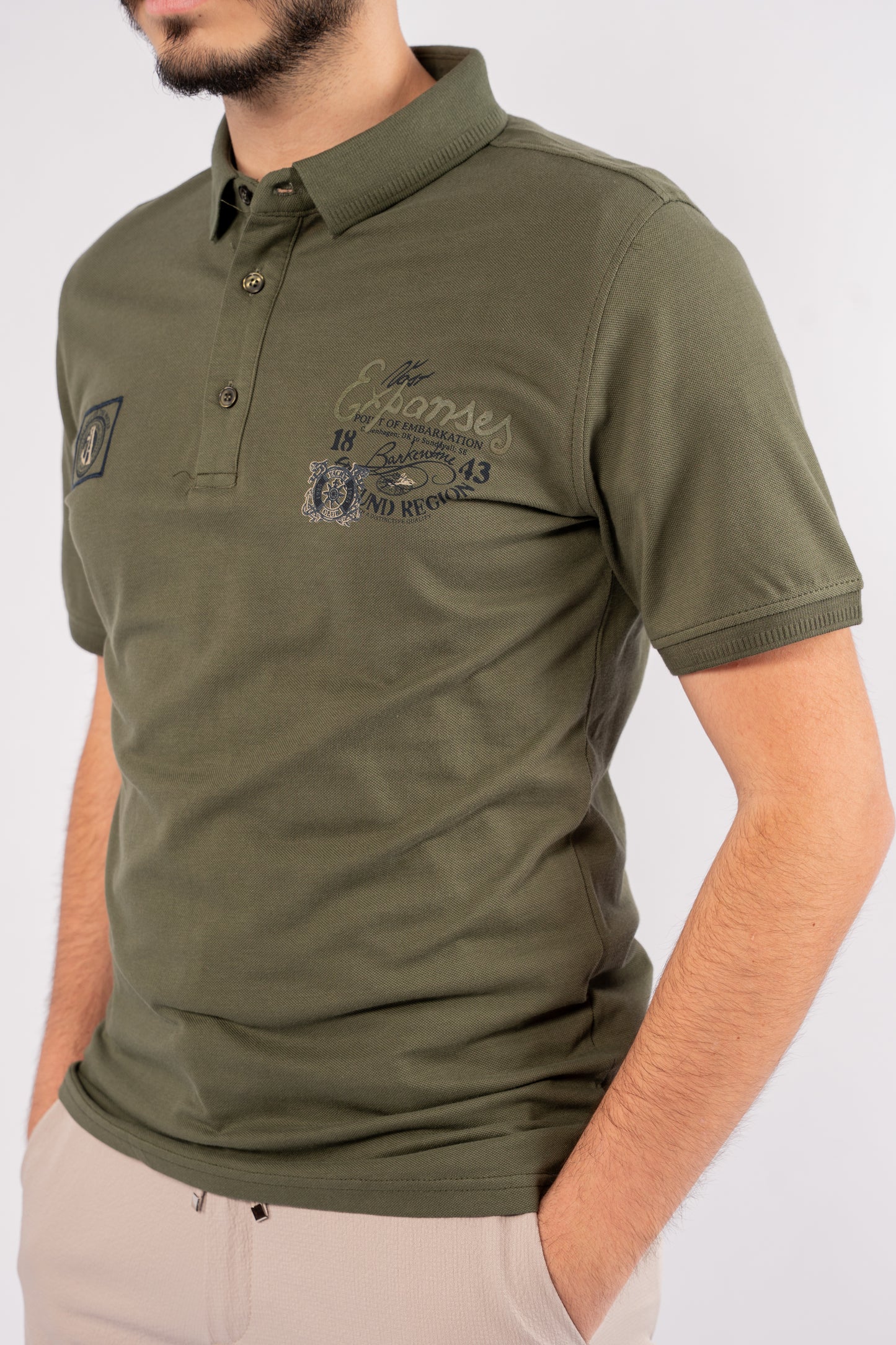 OLIVE RETRO POLO