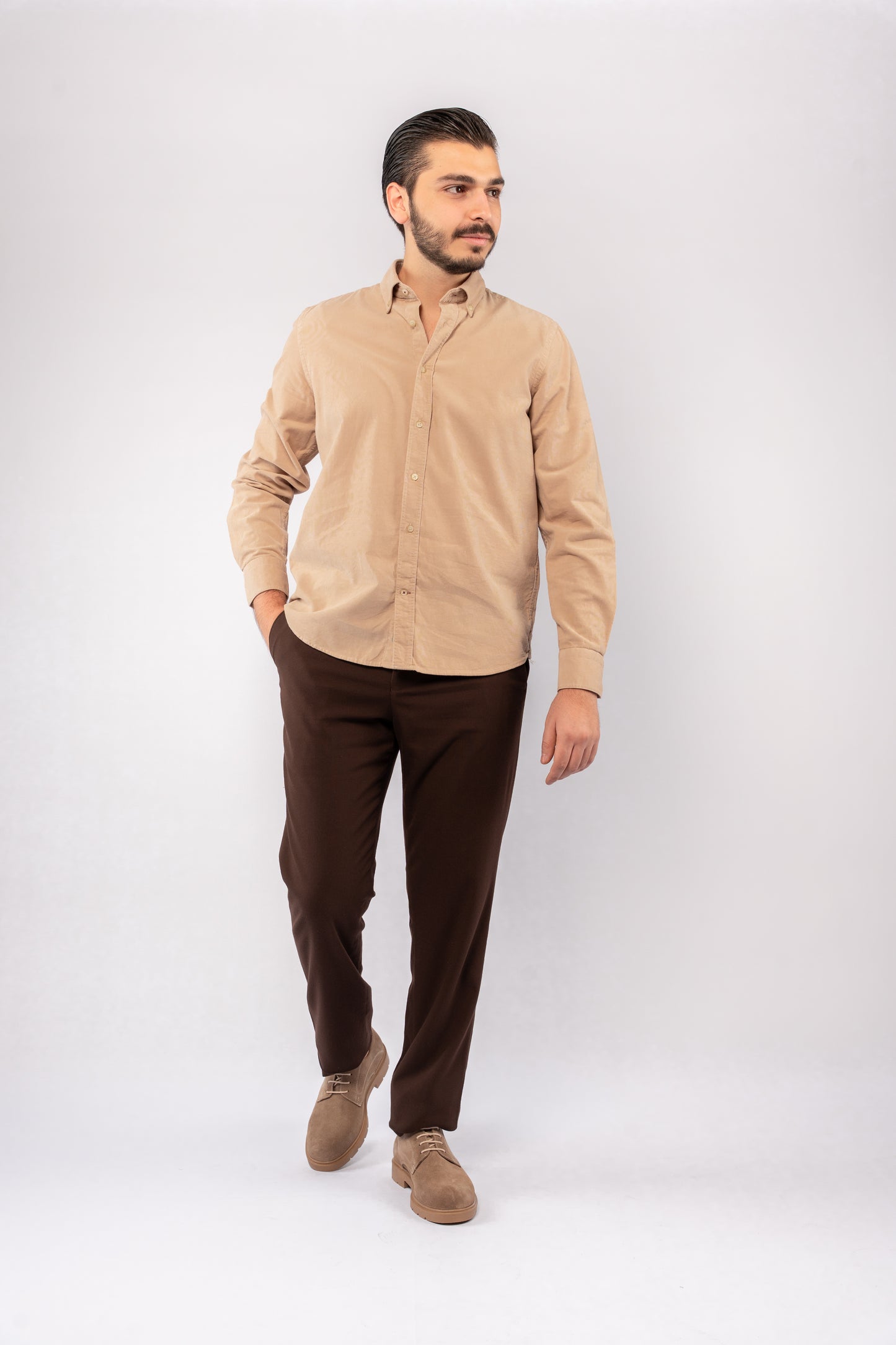 BEIGE ELEGANCE VELVET SHIRT