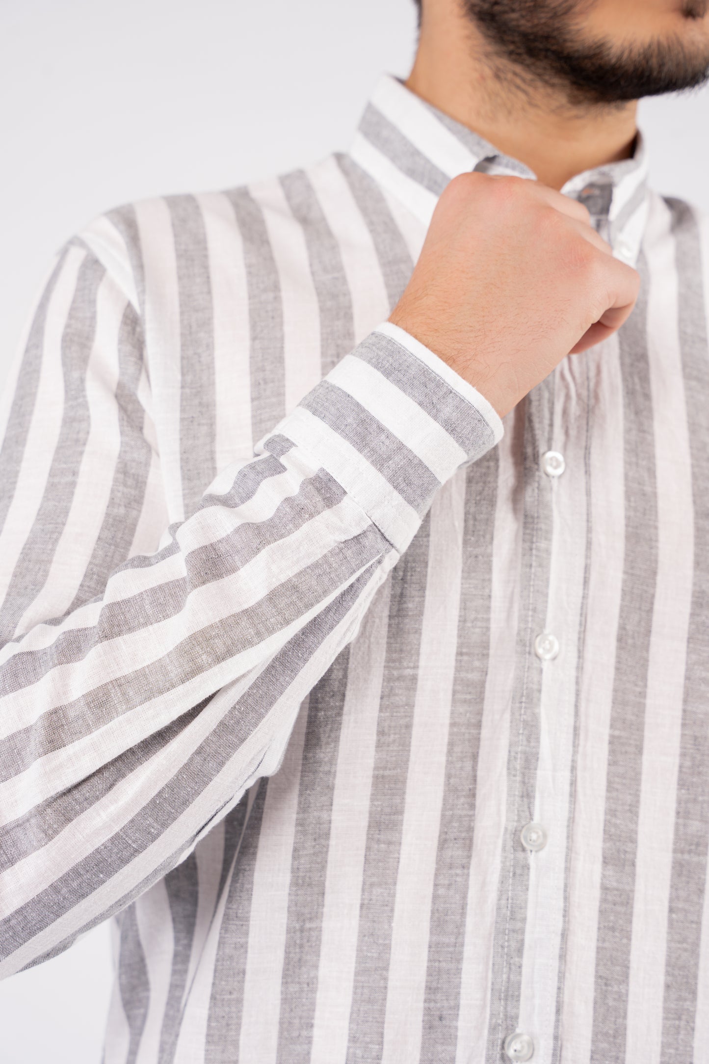 GREY LINED LINEN SHIRT
