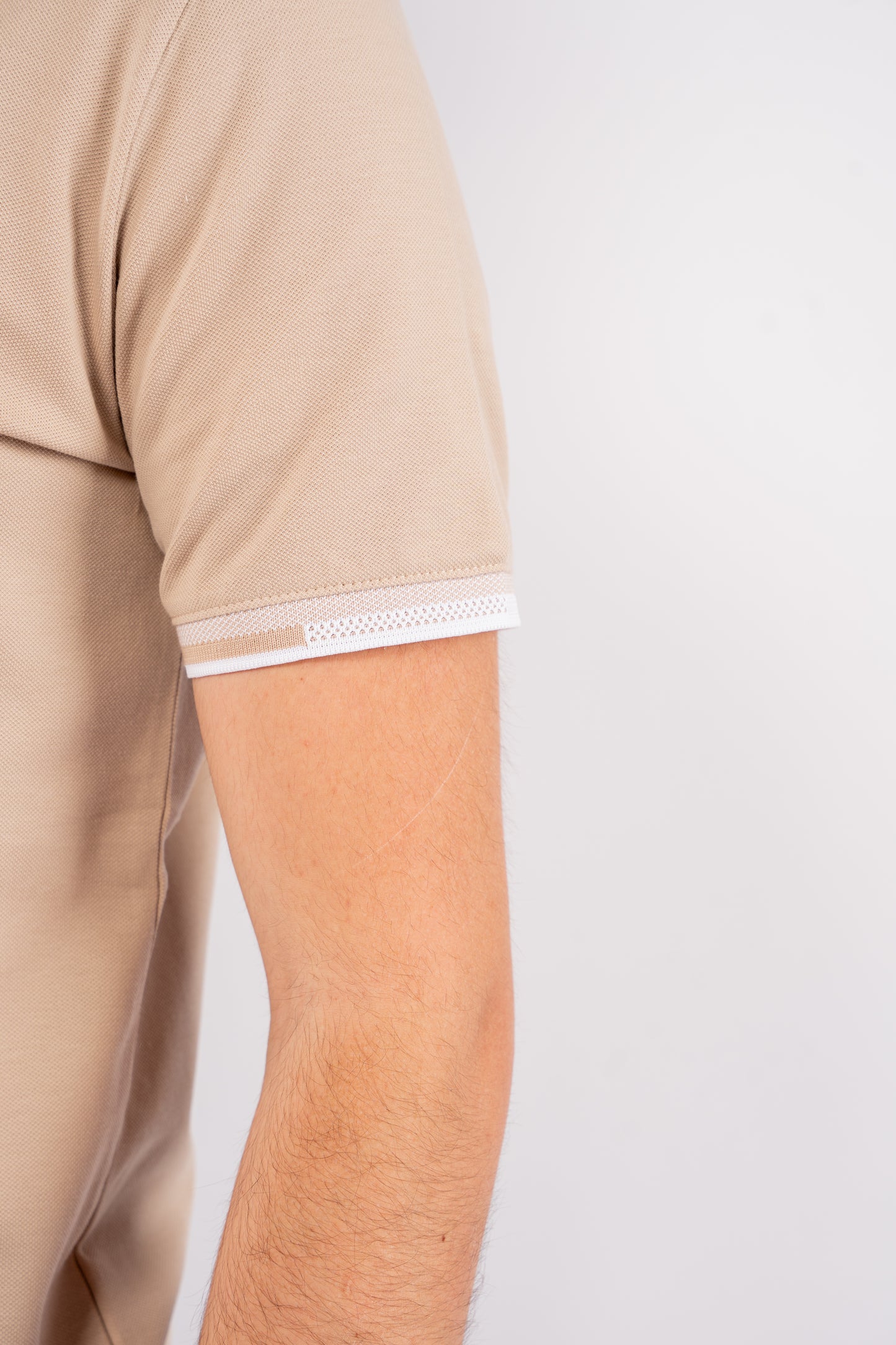 BEIGE BUTTON COLLAR POLO