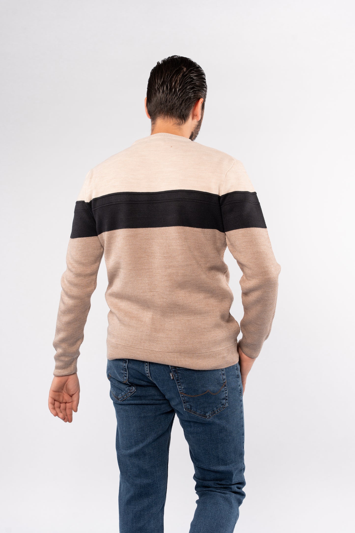 DARK BEIGE URBAN TRICOLOR SWEATER