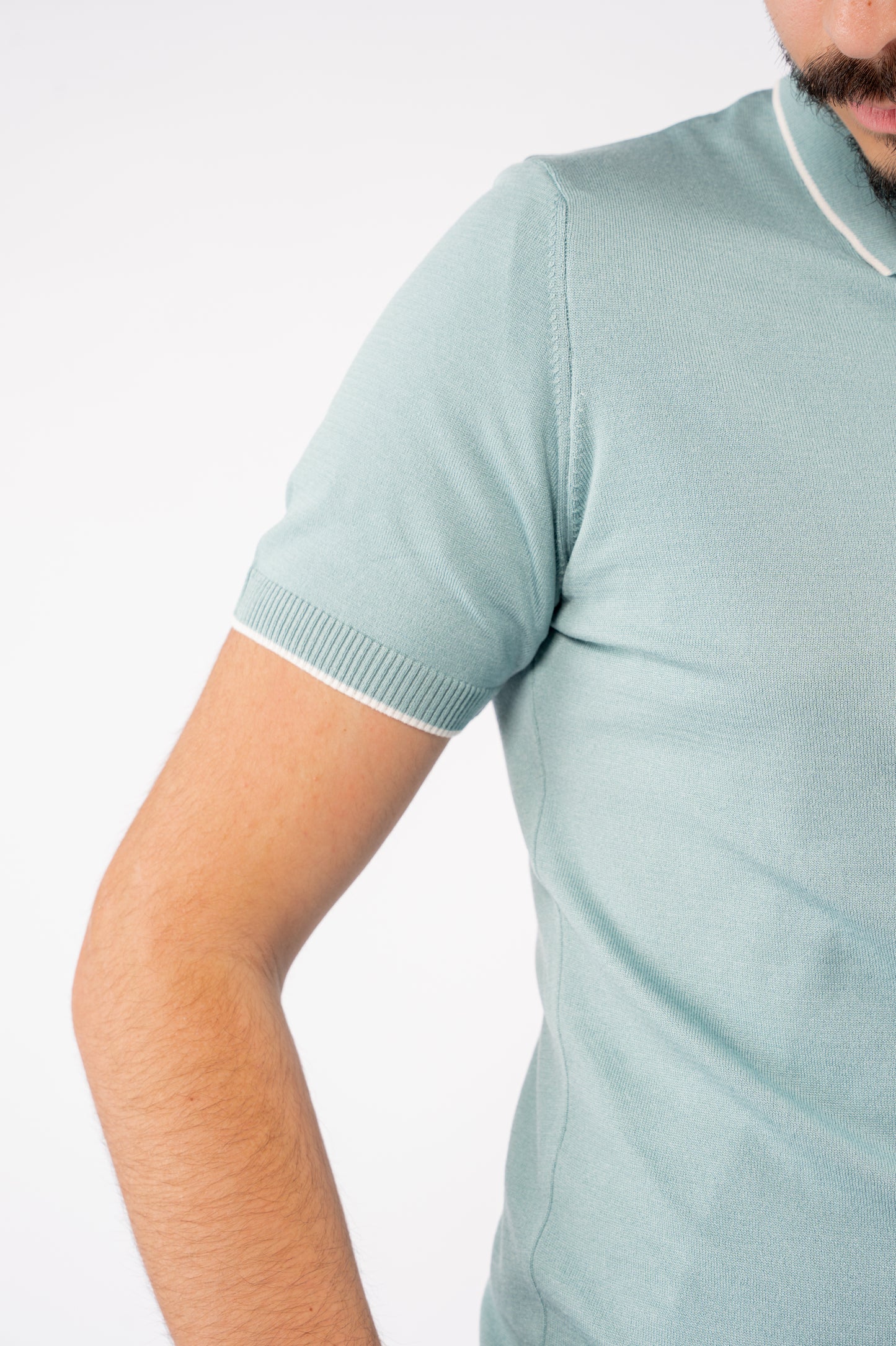 MINT WHITE LINE POLO