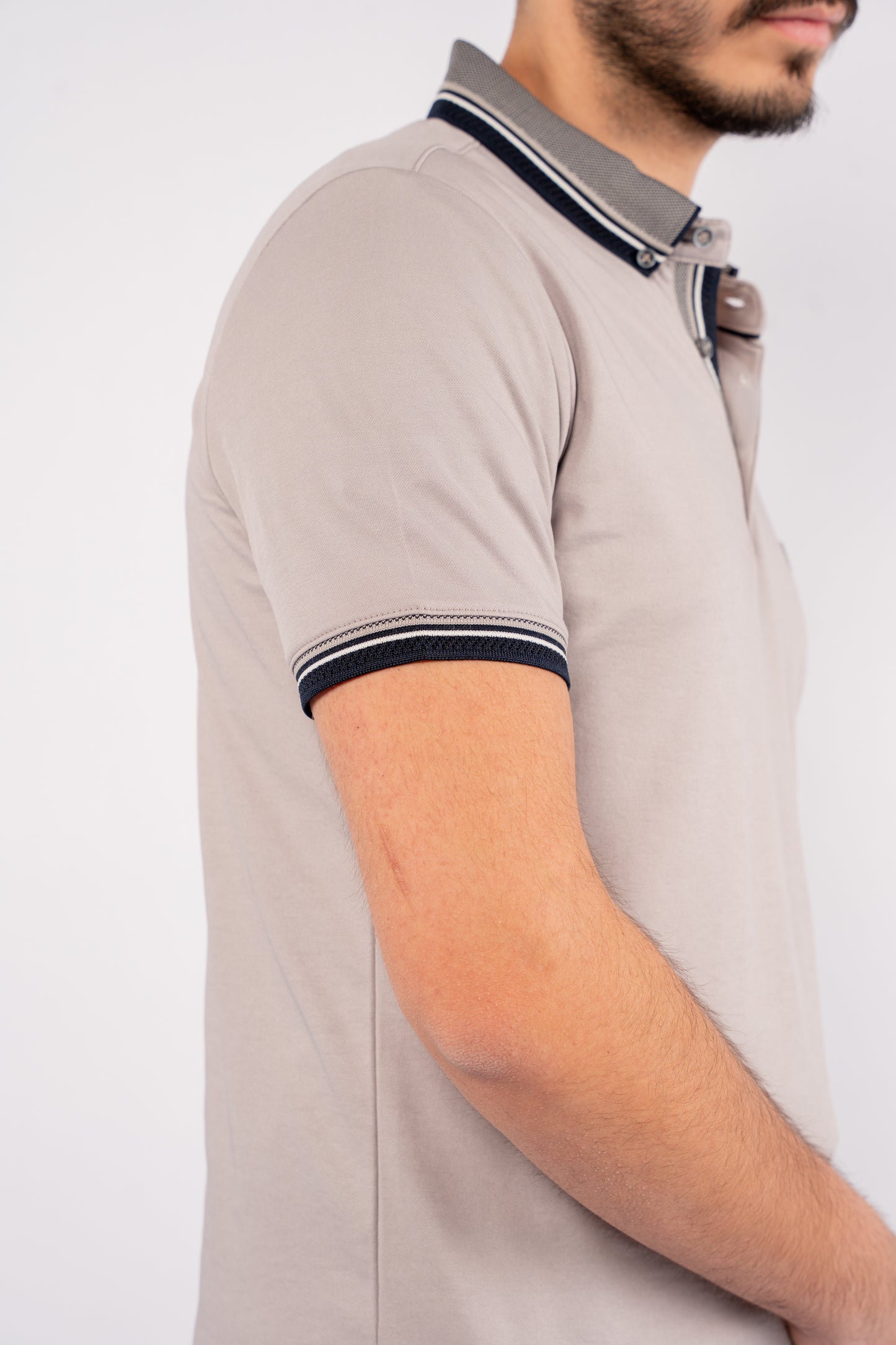 GREY MIXED COLLAR POLO