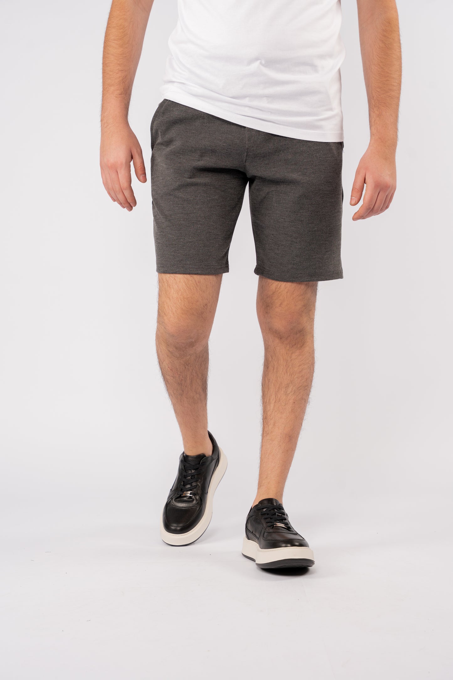 DARK GREY PIQUET COTTON SHORT