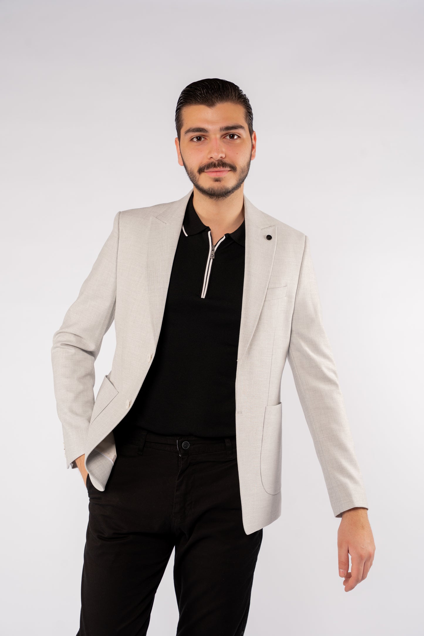 GREY PLAIN WEAVE BLAZER