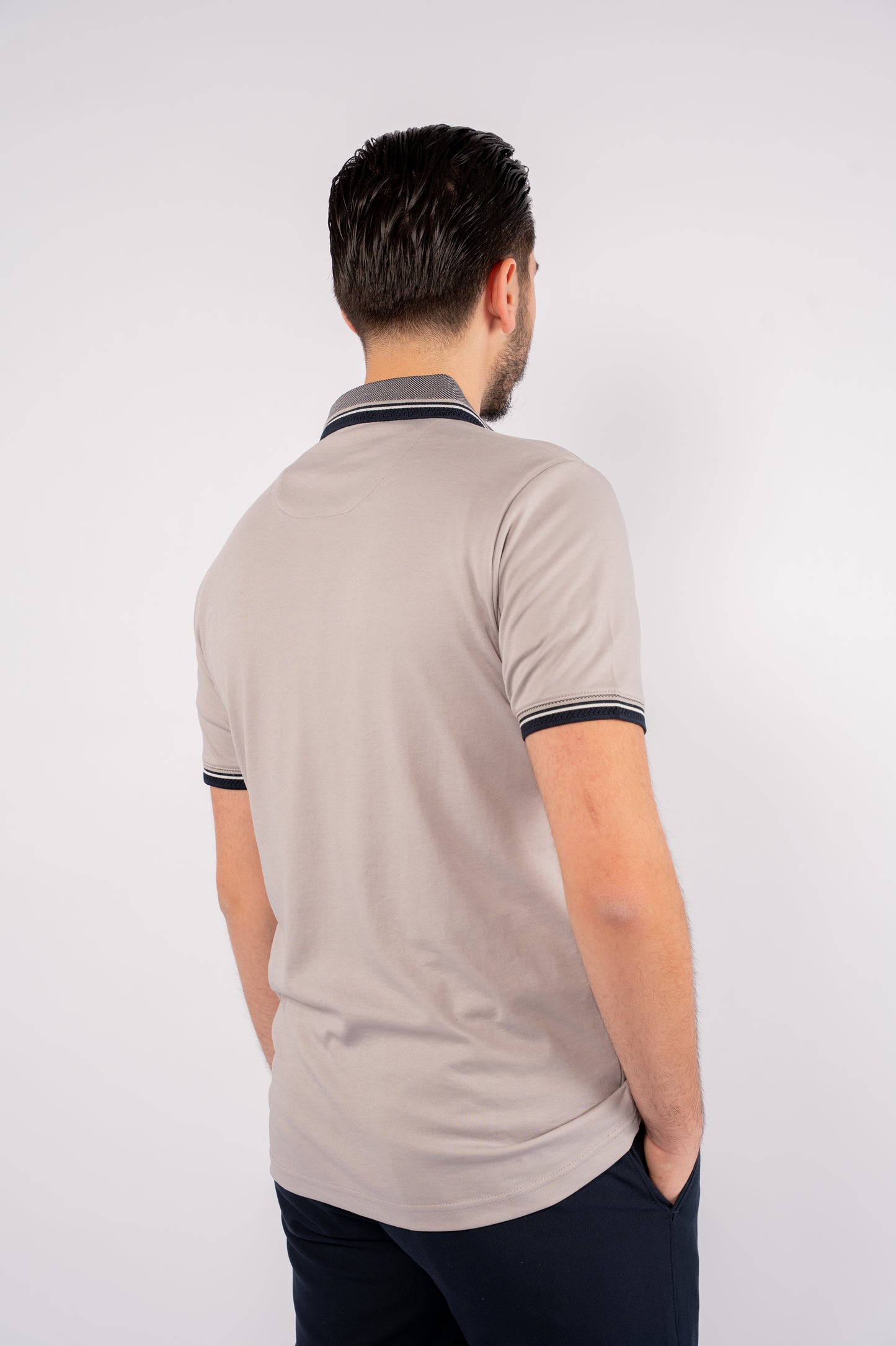 GREY MIXED COLLAR POLO